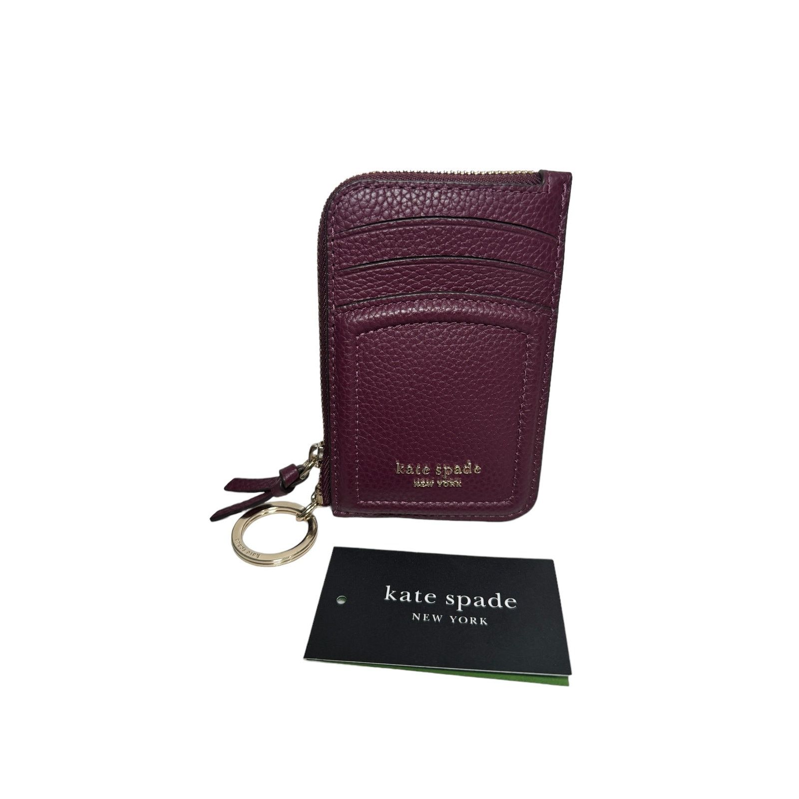 Kate Spade Kate Spade Knott Pebbled Leather Zip Card Holder Deep Cherry Size ONE SIZE - 1 Thumbnail