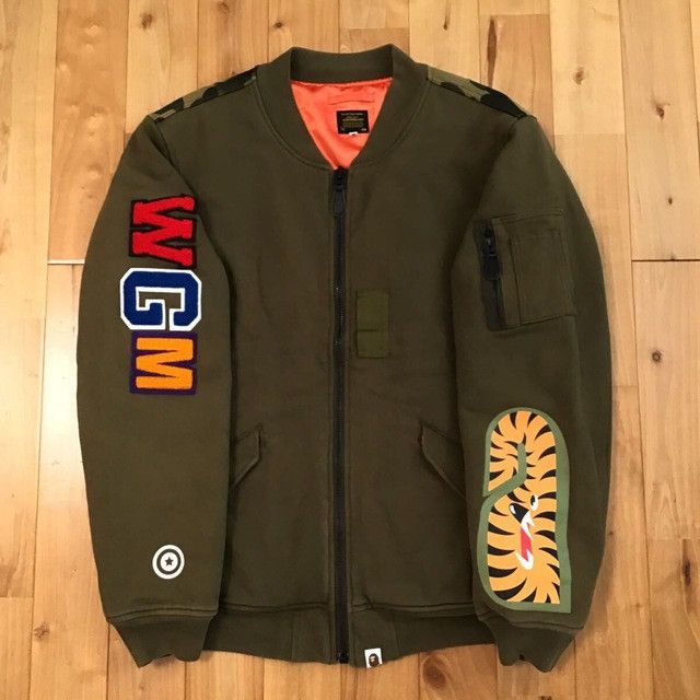 Bape BAPE SHARK MA-1 Sweat Bomber Jacket 1st camo a bathing ape Size US L / EU 52-54 / 3 - 2 Thumbnail