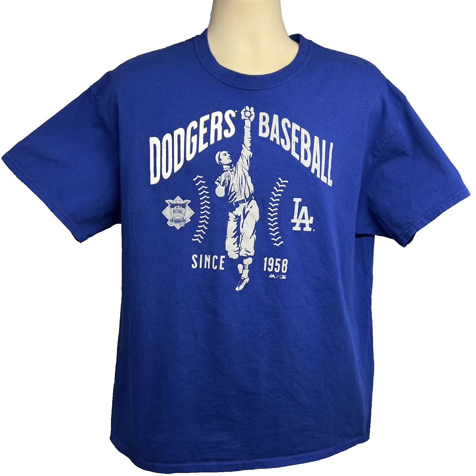 Majestic Los Angeles Dodgers Baseball Blue Graphic T-Shirt Mens XL Size US XL / EU 56 / 4 - 1 Thumbnail