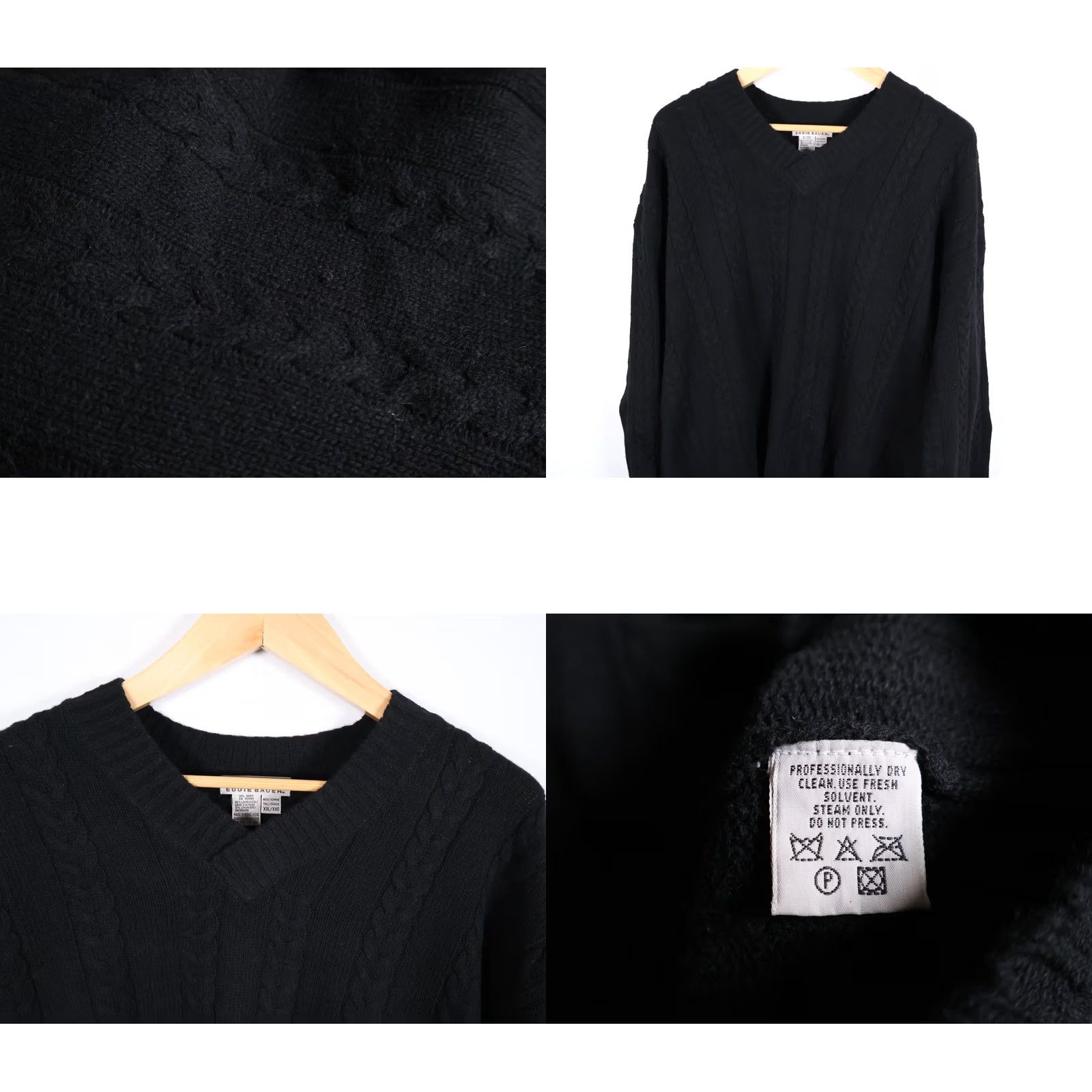 Eddie Bauer Eddie Bauer Sweater Men's 2XL Black Lambs Wool Cashmere V-Neck Knit Cable Size US XXL / EU 58 / 5 - 8 Thumbnail