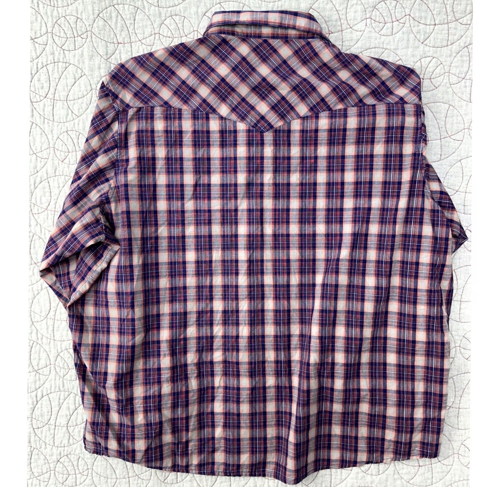 Wrangler VINTAGE Wrangler Western Shirt Blue Orange Plaid Pearl Snap / Men's 3XL Size US XXL / EU 58 / 5 - 6 Thumbnail