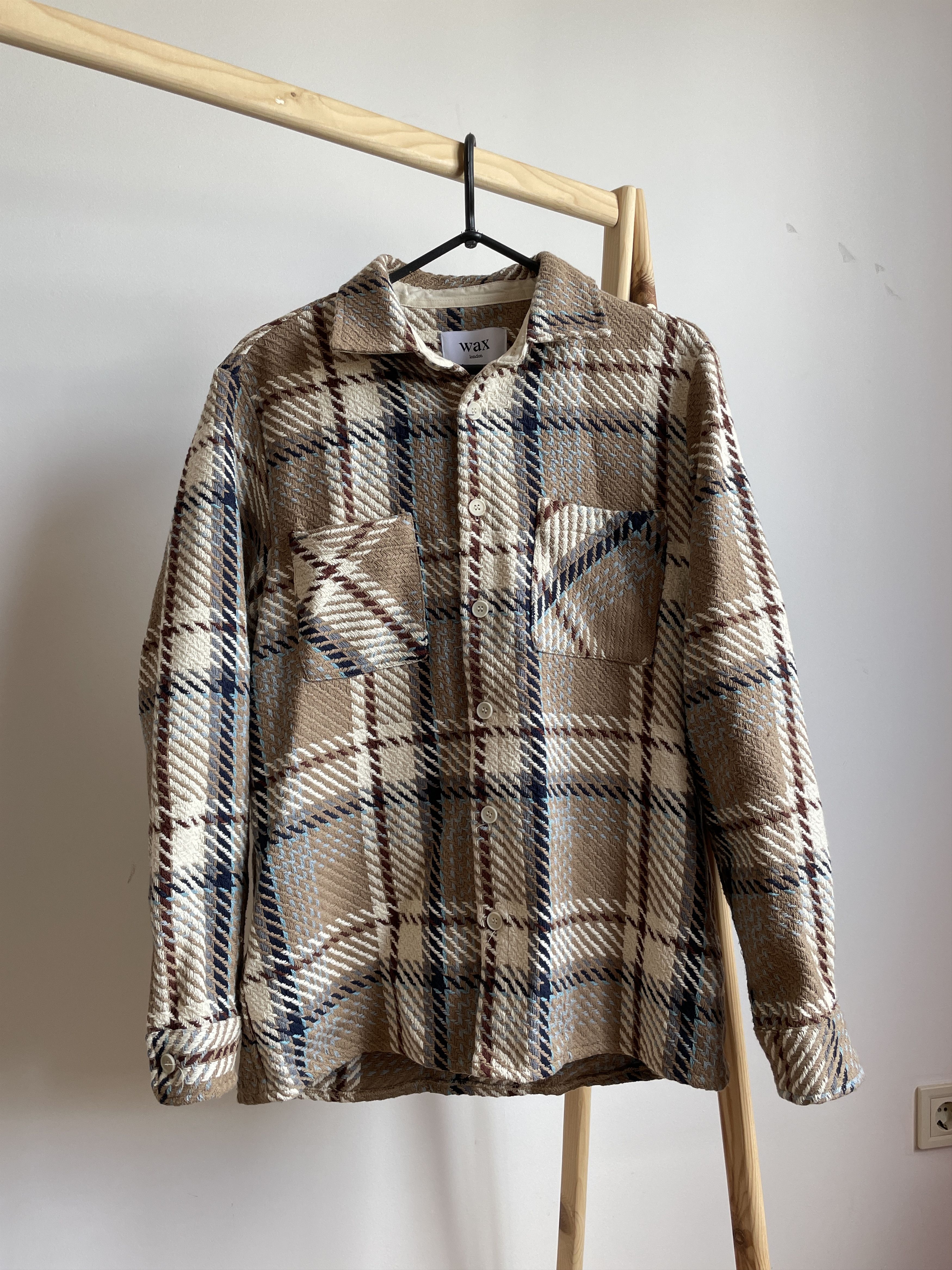 image of Wax London Whiting Beatnik Overshirt Size M in Beige, Men's