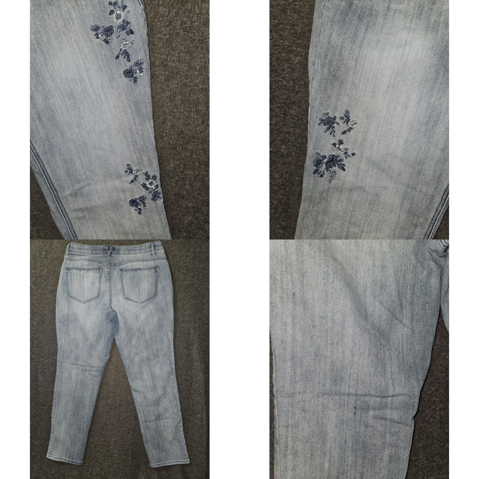 Vintage Democracy Womens 12 Light Wash Ab Solution Skinny Jeans Floral Embroidered Denim City Hipster Preppy Size 34" / US 12 / IT 48 - 8 Thumbnail