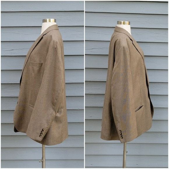 Chaps Chaps Brown Black Duo Pattern Tweed With Faint Blue Stripes Size 50R - 2 Thumbnail