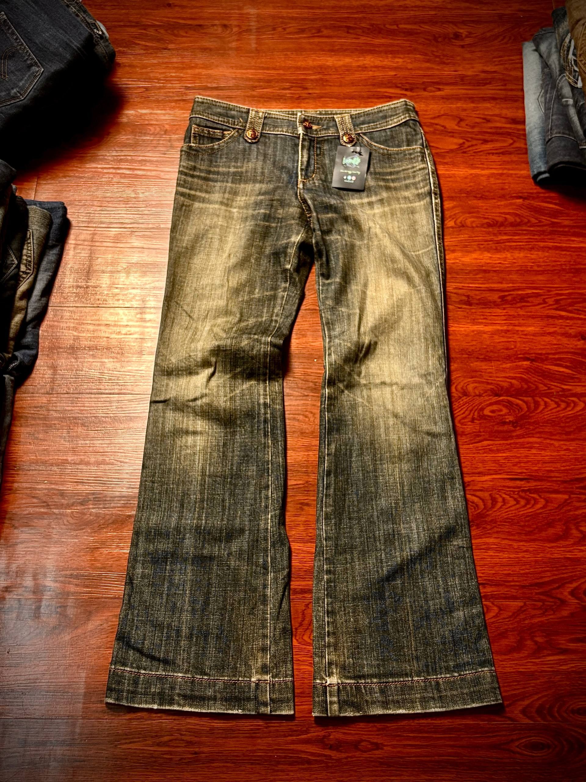 If Six Was Nine Vintage 00s Nine Faded Wash Flap Pocket Flare Denim Pants Size 30" / US 8 / IT 44 - 1 Thumbnail