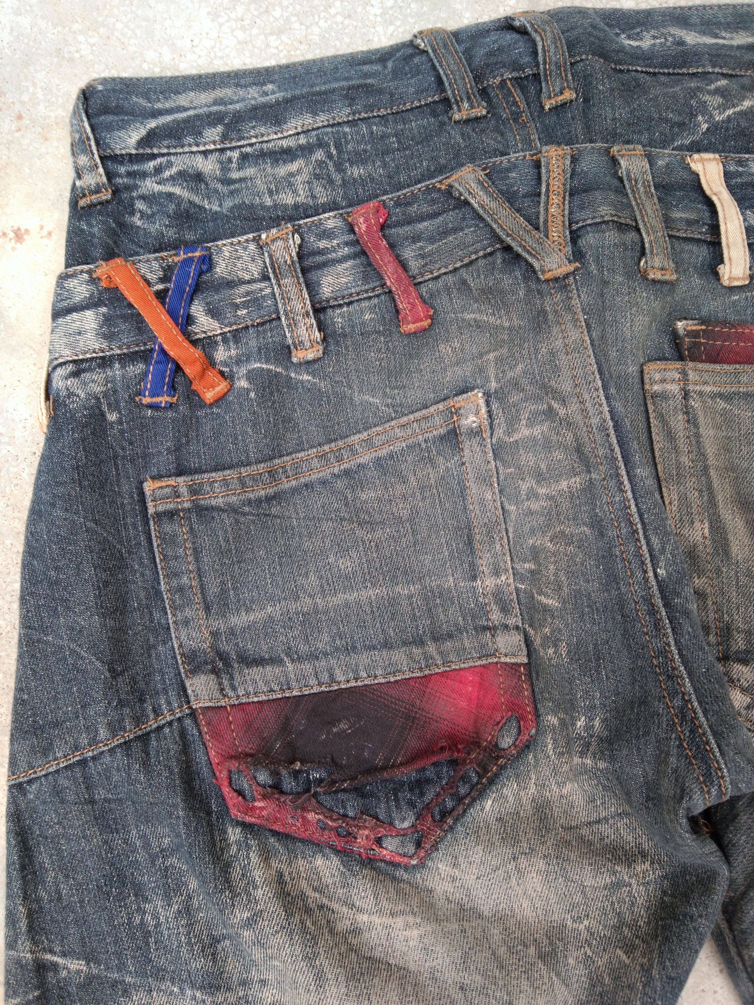 Japanese Brand Vintage Distressed Rusty Double Waist Retro Punk Jeans 29x32 Size US 29 - 4 Thumbnail