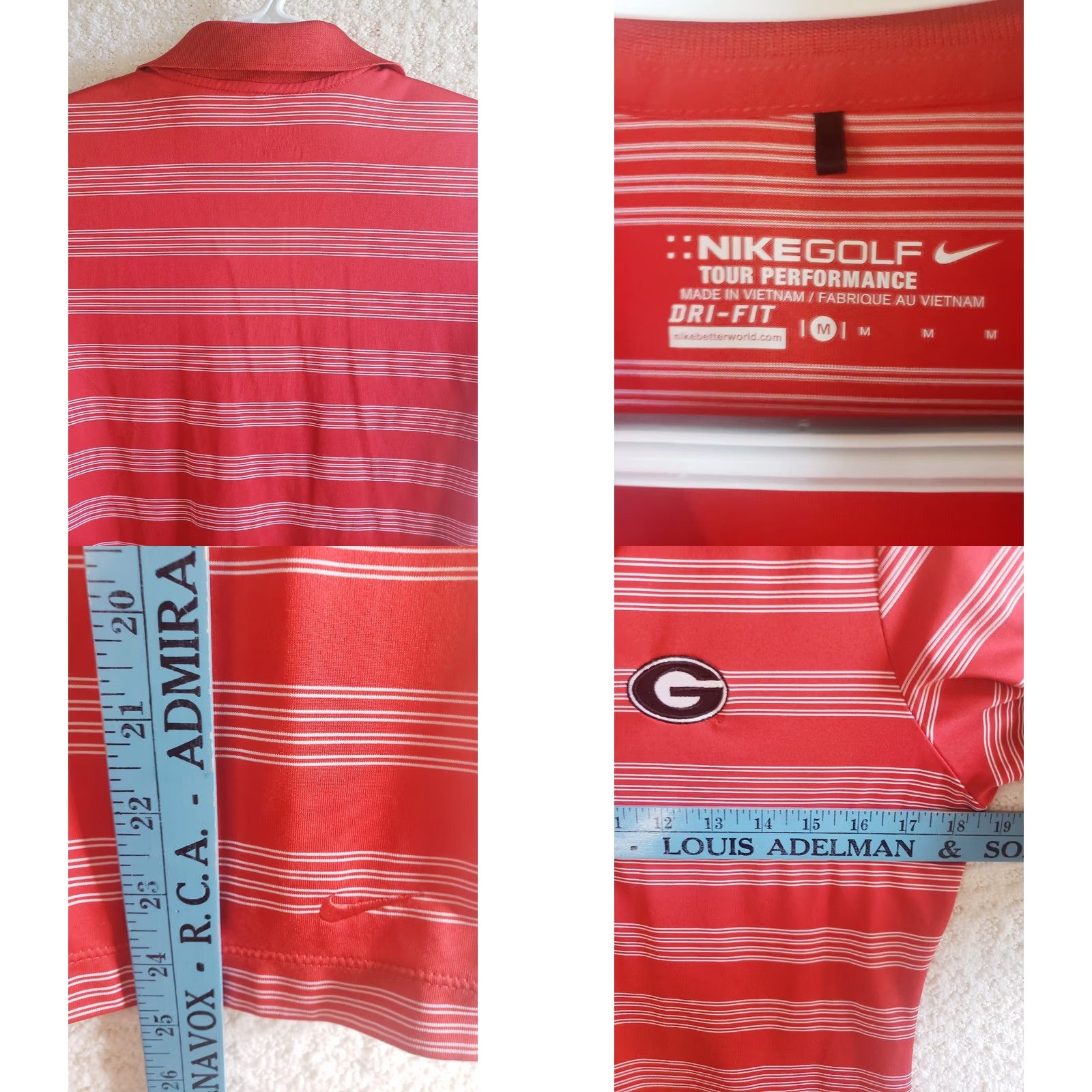 Nike Nike Shirt Womens M Red Golf Tour Performance Georgia Bulldogs Women Striped Polo Size M / US 6-8 / IT 42-44 - 8 Thumbnail