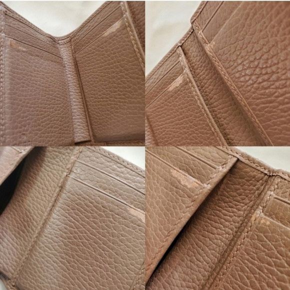 Gucci GUCCI Trifold Small Beige Leather Wallet Cardholders Size ONE SIZE - 7 Thumbnail