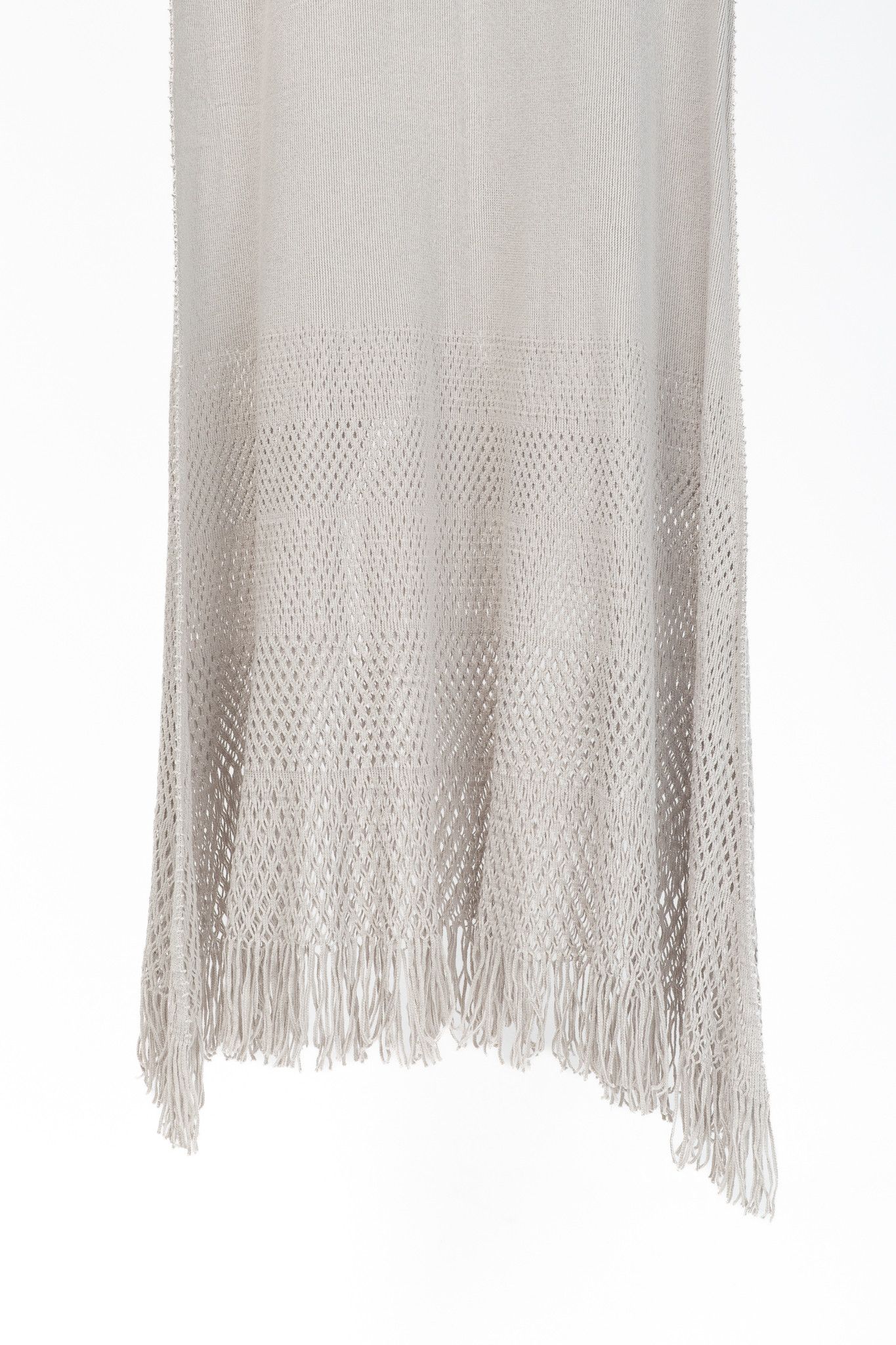 Issey Miyake Issey Miyake Fete Grey Mesh-Knit Fringe-Hem Maxi Dress Size M / US 6-8 / IT 42-44 - 5 Thumbnail