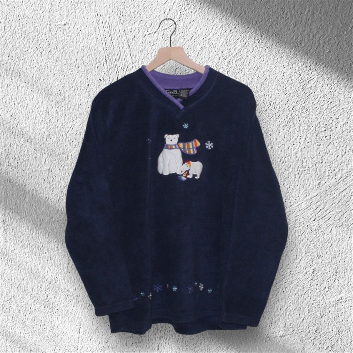 Vintage Vintage Winter Polar Bear Embroidered Fleece Sweatshirt Size XL / US 12-14 / IT 48-50 - 1 Thumbnail