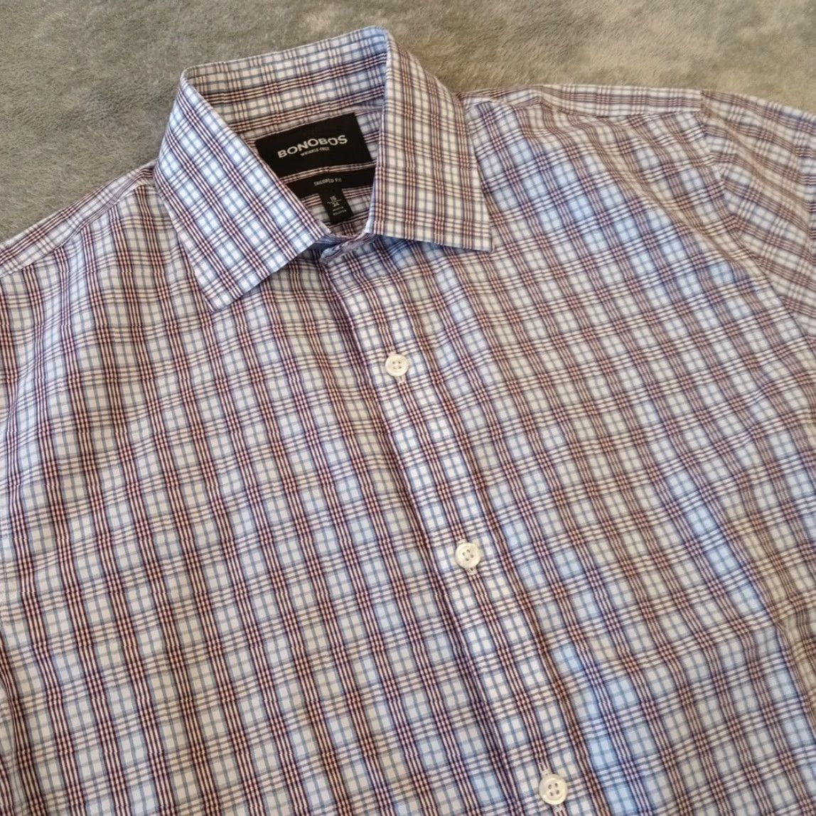 Bonobos Bonobos Shirt Mens 15 Blue Plaid Long Sleeve Button Up Tailored Dress Shirt Mens Size US M / EU 48-50 / 2 - 2 Thumbnail