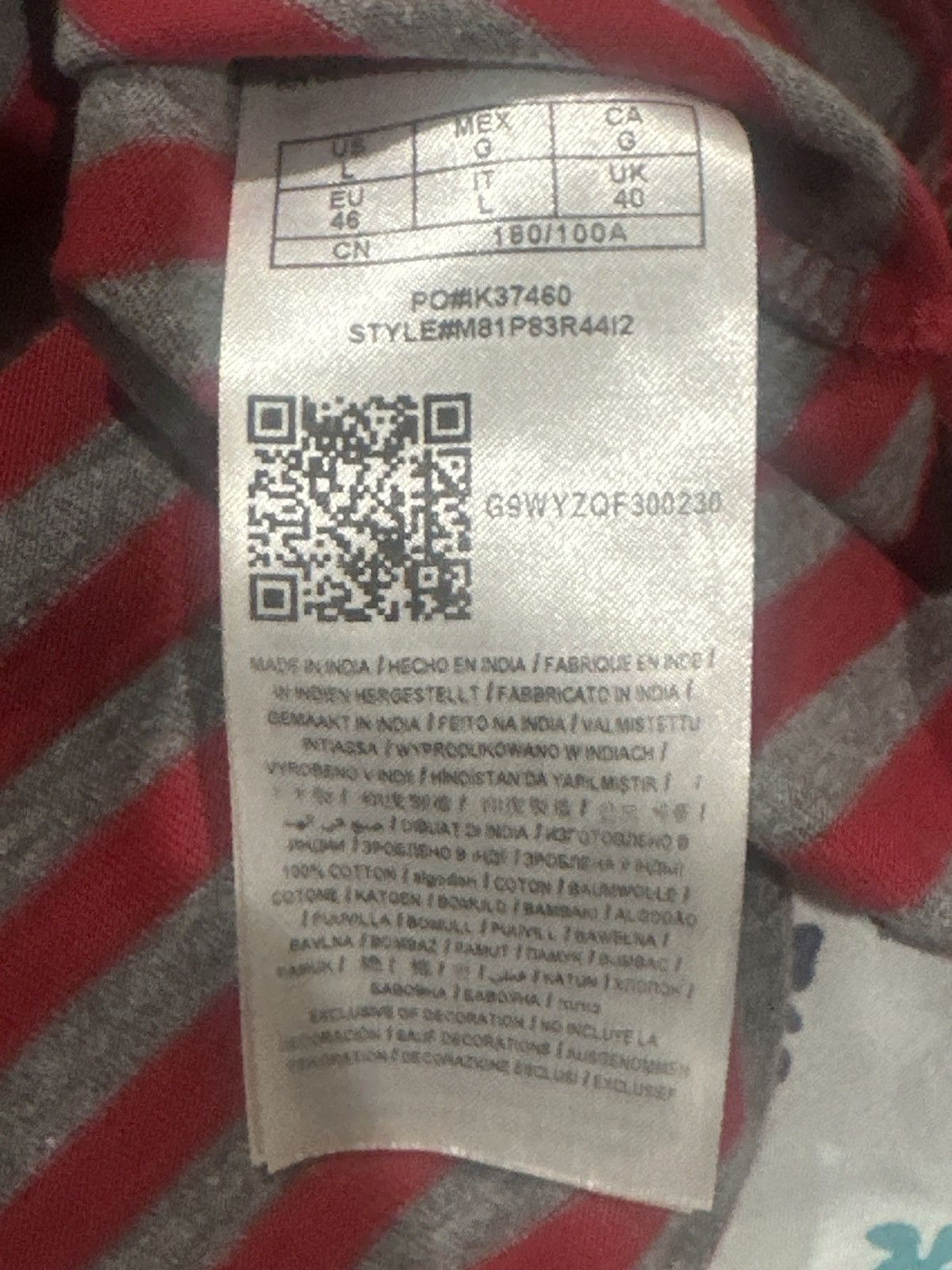 Guess Red & White Striped Guess T-Shirt Size US L / EU 52-54 / 3 - 6 Thumbnail