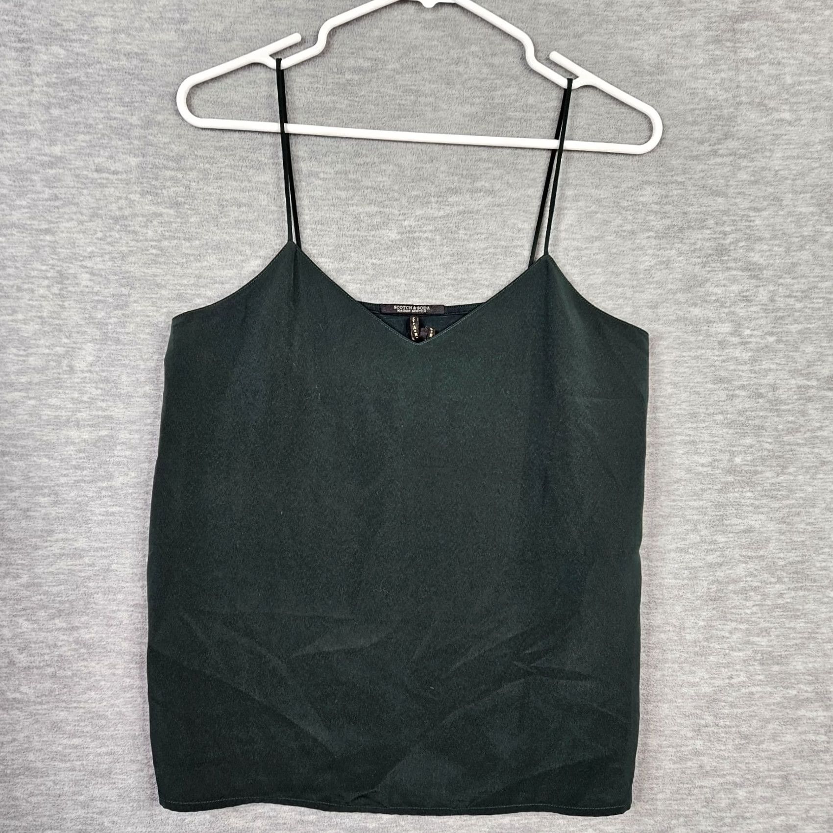 Scotch & Soda Scotch & Soda Women's Satin Cami Tank Top Sleeveless Spaghetti Strap V-Neck Color Black Size S Regular Fit Casual (All Seasons) Size S / US 4 / IT 40 - 4 Thumbnail