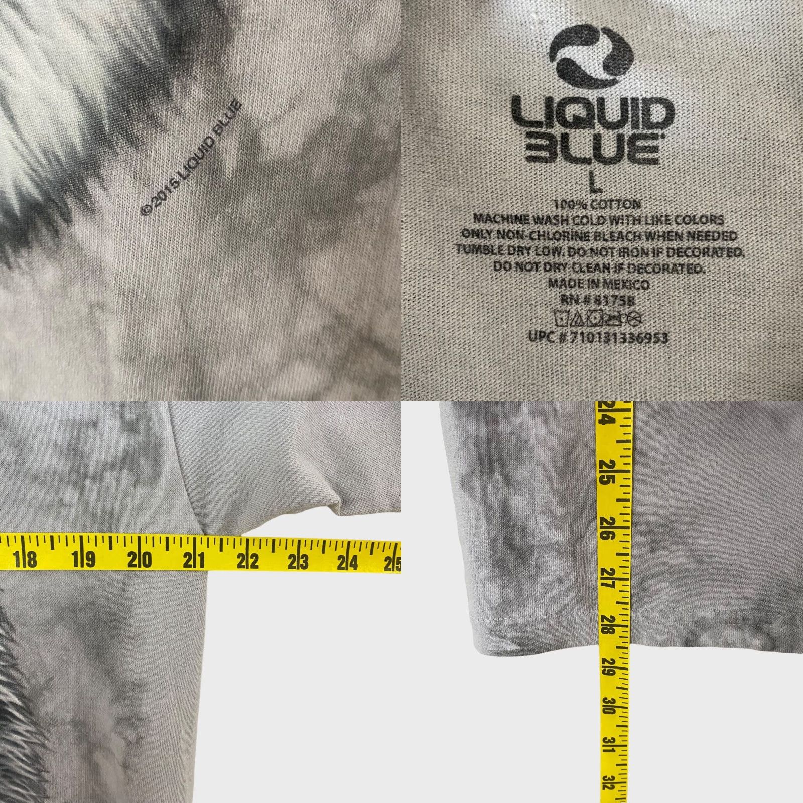 Liquid Blue VINTAGE Liquid Blue Wolf Tie Dye T-Shirt Mens L Gray Short Sleeve Crew Neck Graphic Tee Animals Nature 90s Mens Size US L / EU 52-54 / 3 - 8 Thumbnail