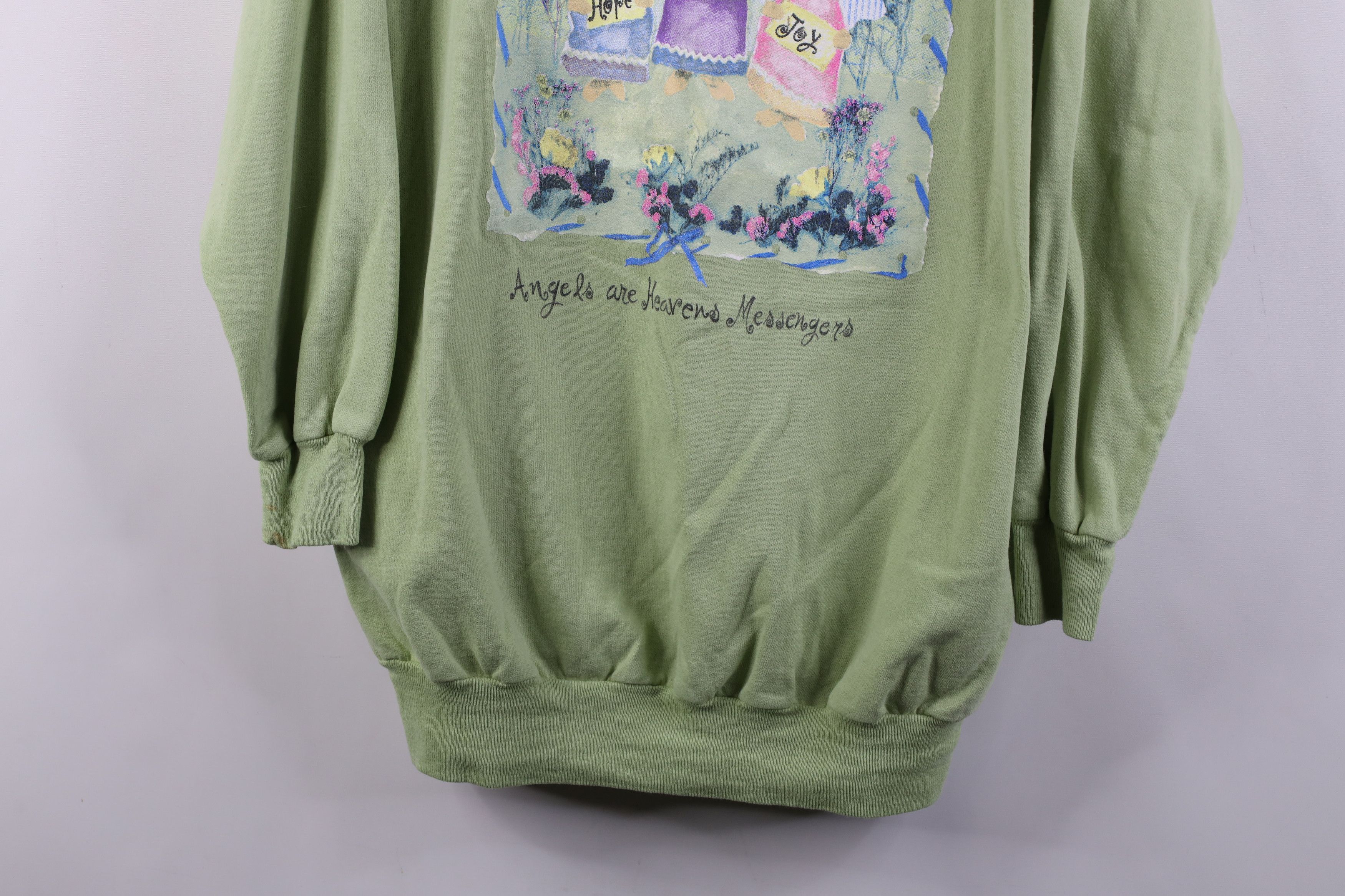 Vintage Vintage 90s Streetwear Angels Layered Sweatshirt Green Size XL / US 12-14 / IT 48-50 - 3 Thumbnail