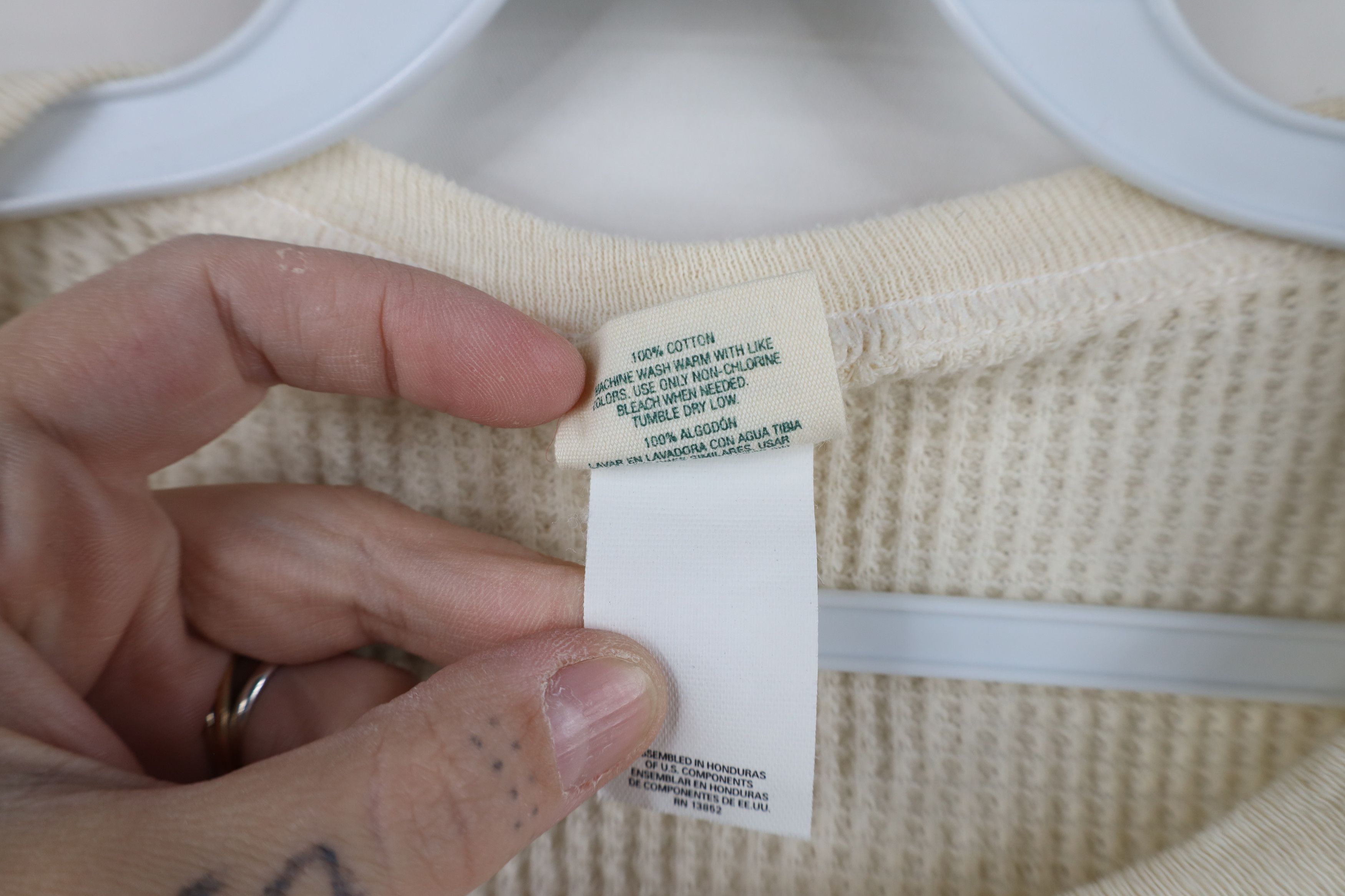 Vintage Vintage 90s Streetwear Waffle Knit Long Sleeve T-Shirt Size US XL / EU 56 / 4 - 5 Thumbnail