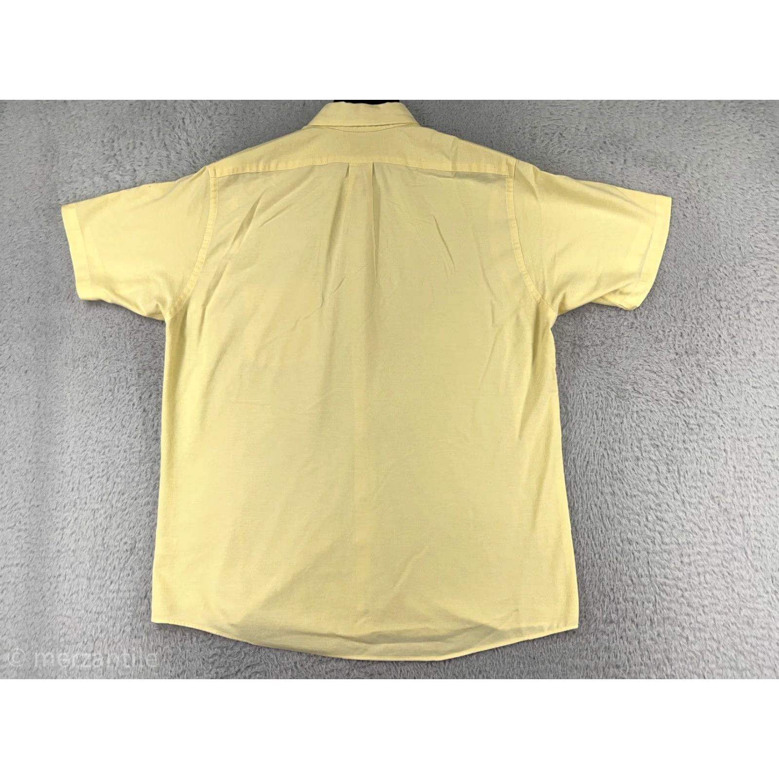 Van Heusen VANHEUSEN Shirt Mens L Yellow Button-Up Collared Oxford Cotton Blend Shirt (Short Sleeve) – Casual Workwear Twill, Regular Size L Mens Size US L / EU 52-54 / 3 - 2 Thumbnail