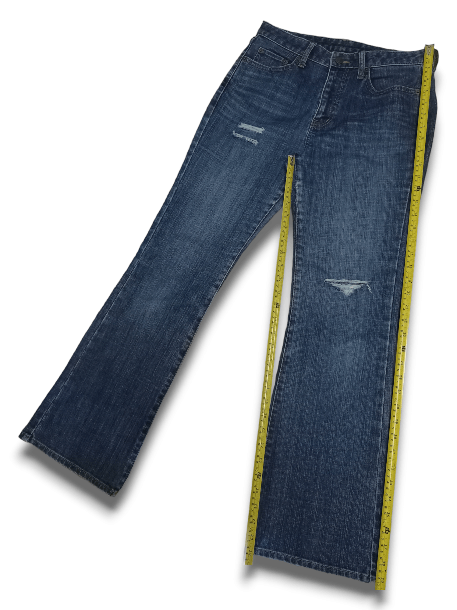 Japanese Brand × Uniqlo Vintage Japanese Uniqlo Blue Wash Distressed Flare Jeans Size US 28 / EU 44 - 9 Thumbnail