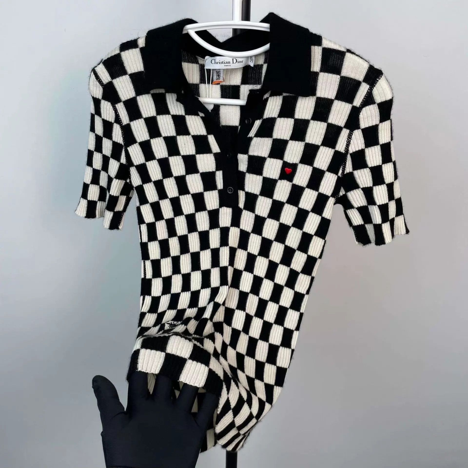 Dior Dior Knit Black White Check Short-Sleeve 97 New 42 Size M / US 6-8 / IT 42-44 - 2 Thumbnail