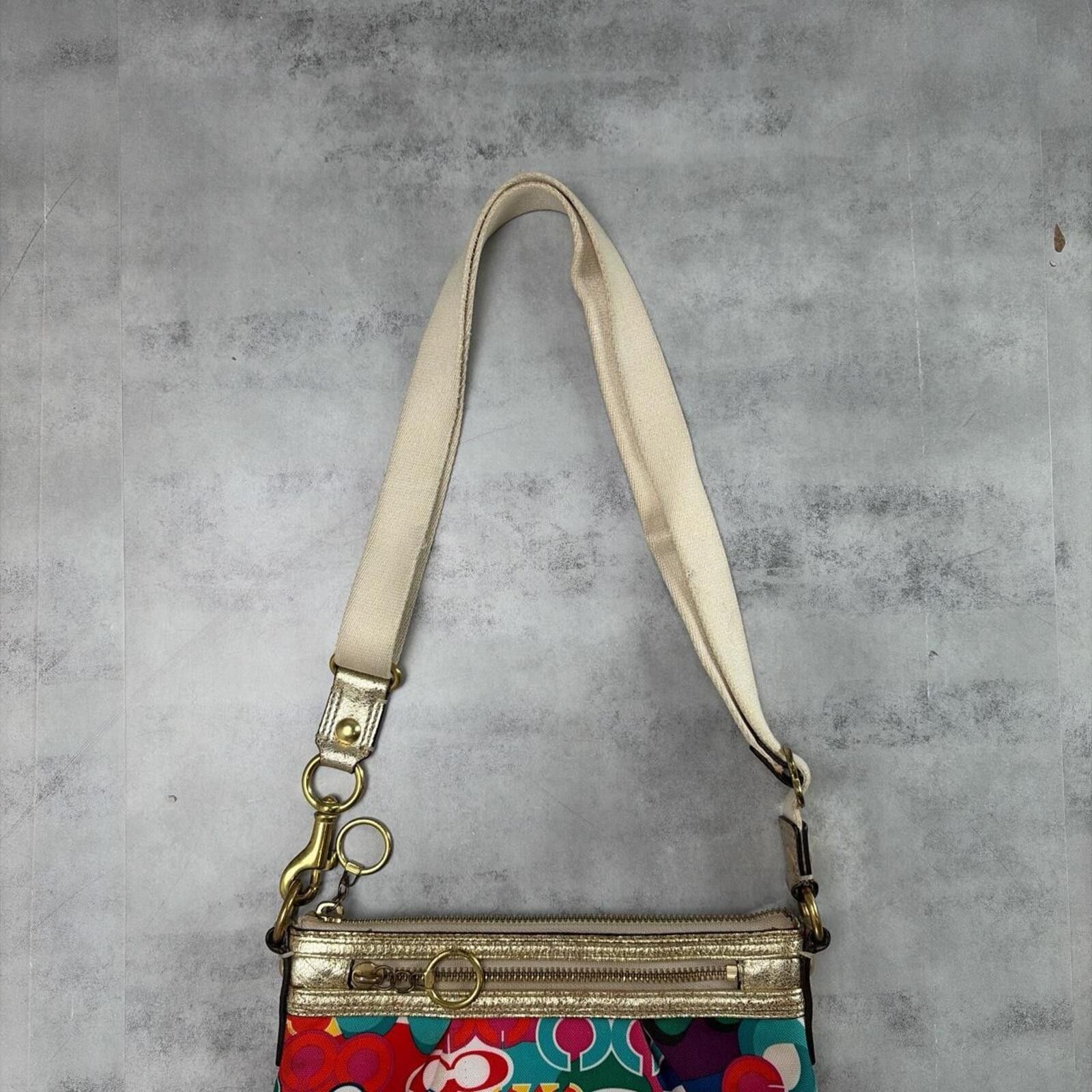 Coach Y2K Coach Multicolor Signature Print Canvas Zip Shoulder Bag Size ONE SIZE - 5 Thumbnail