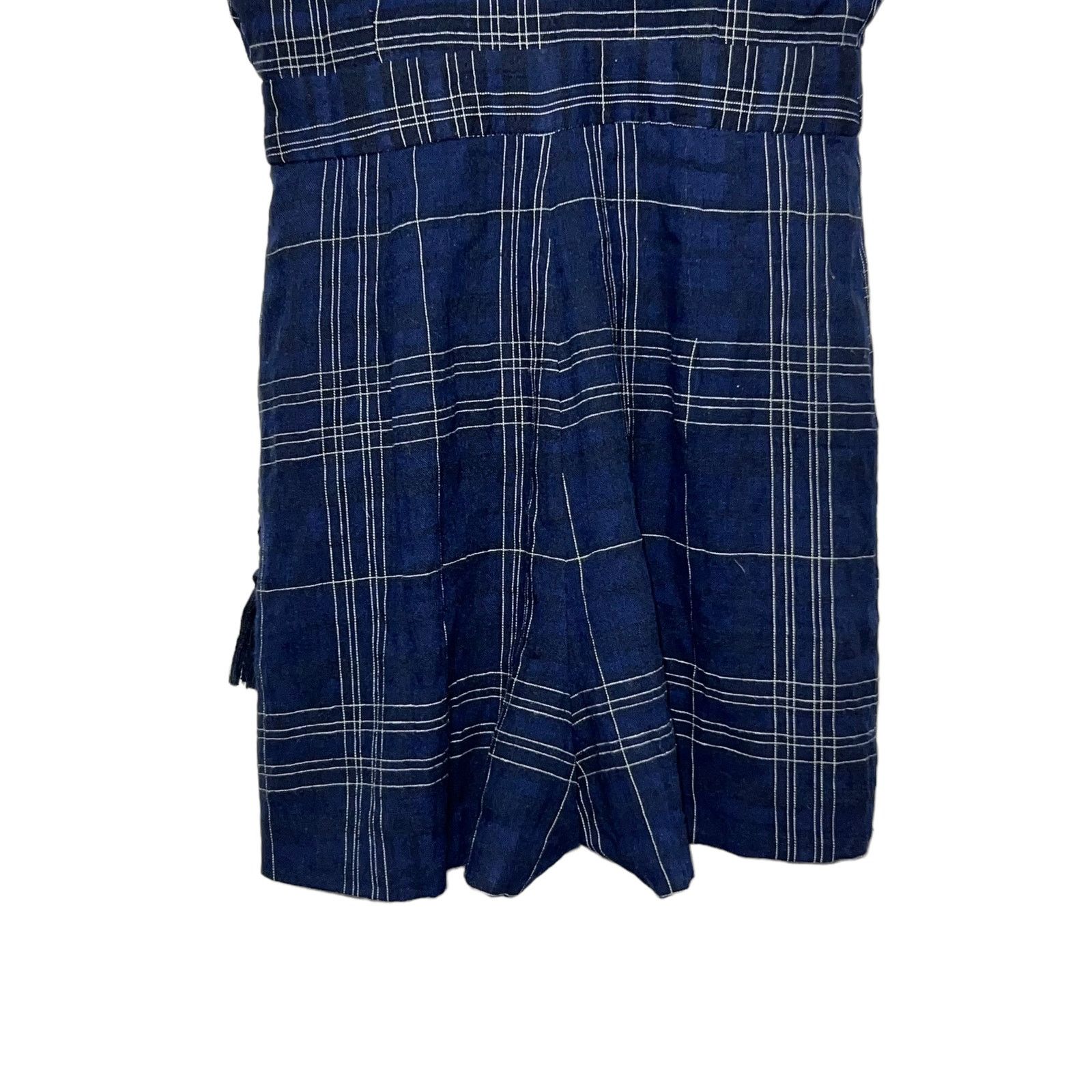 Anthropologie Anthropologie Greylin Kate Wrap Frt Navy Plaid Romper XS NWT Size 27" / US 4 / IT 40 - 11 Thumbnail