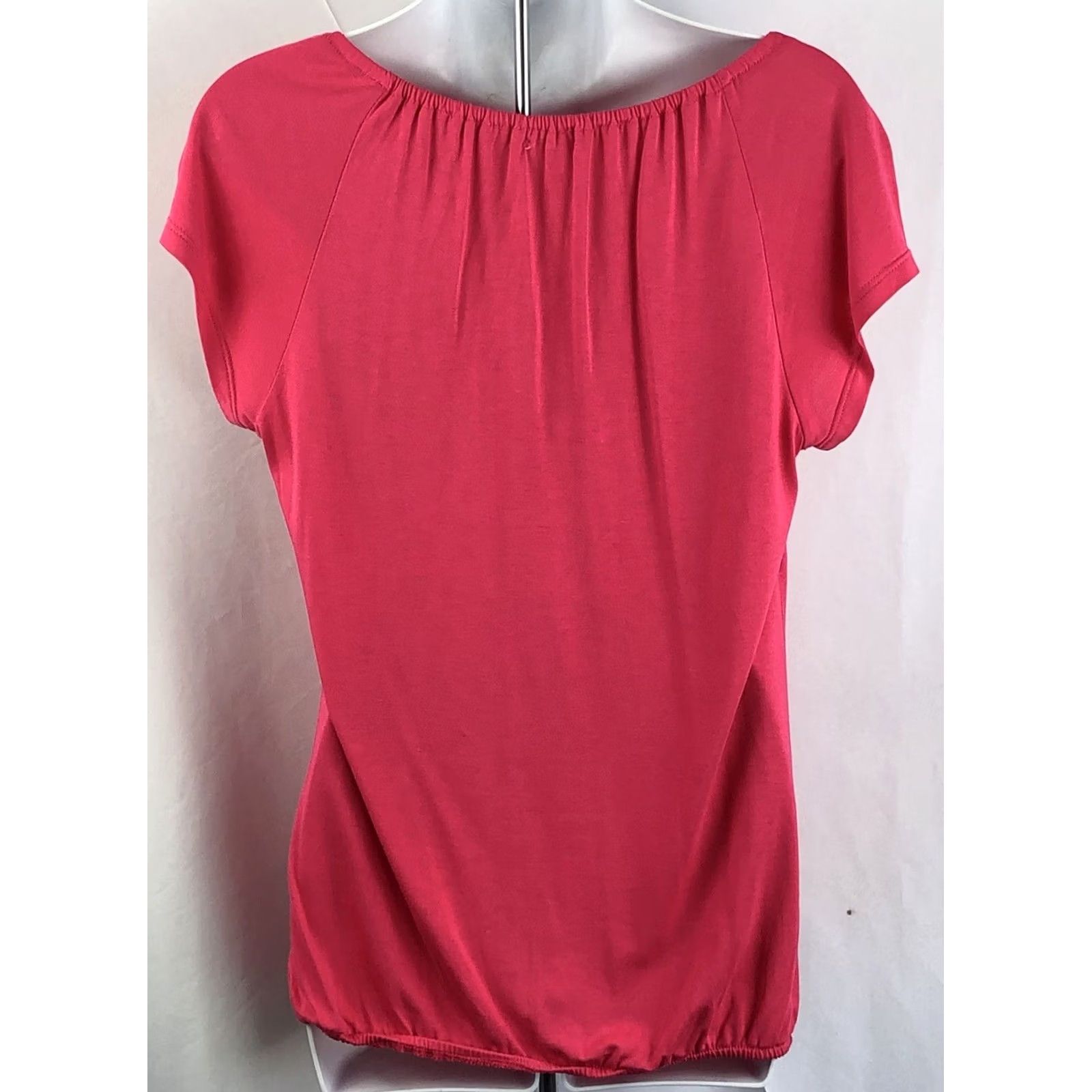 Old Navy Old Navy Off Shoulder Top S Pink Keyhole Neck Short Sleeve Tie Boho Peasant Fairy Casual Shirt Womens Size S / US 4 / IT 40 - 3 Thumbnail