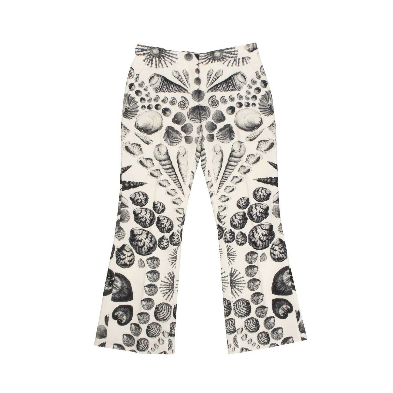 image of Alexander Mcqueen White Sea Shell Cropped Flared Pants Size 38/2-4, Women's