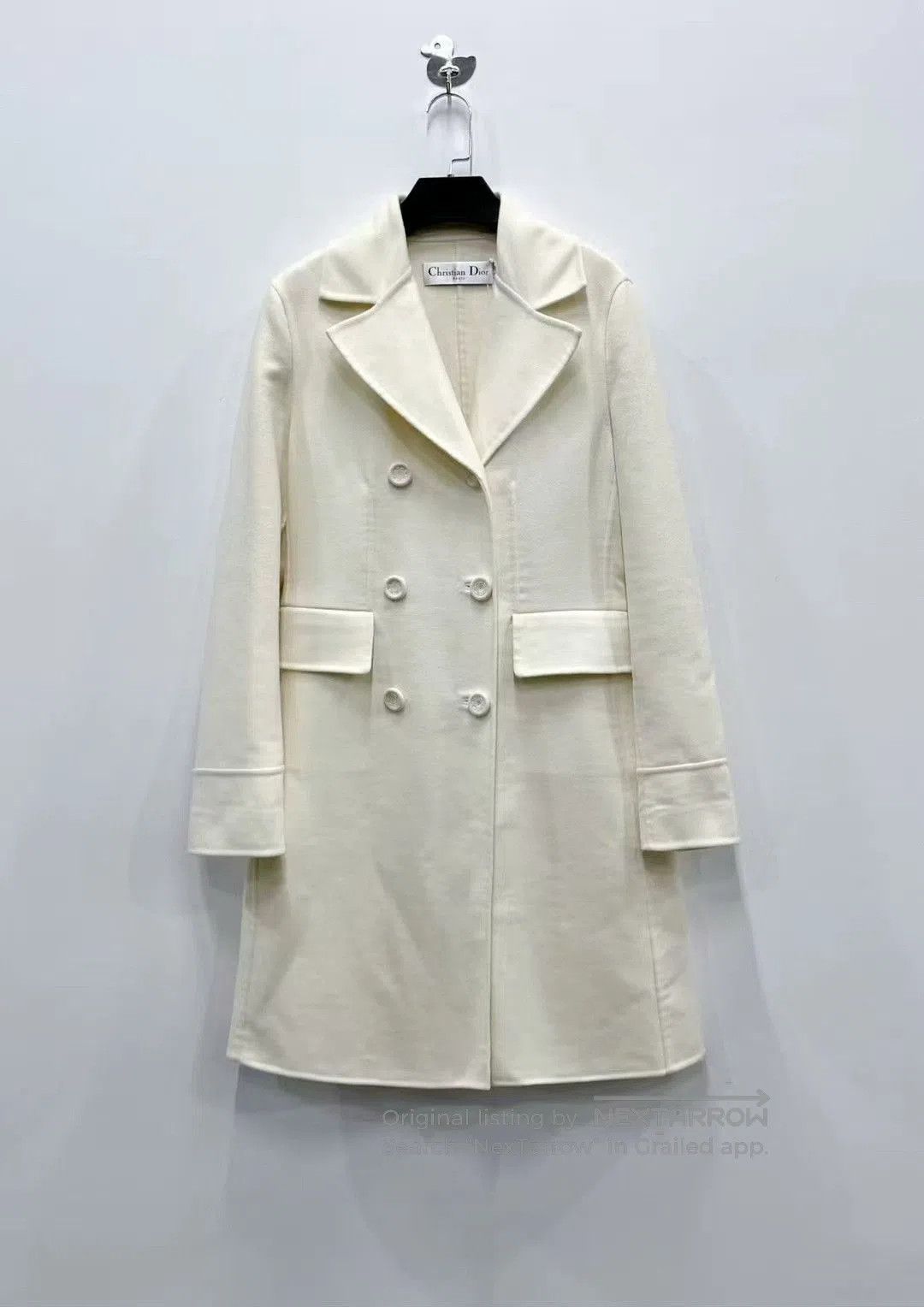 Dior Dior White Double-Breasted Cashmere Blend Coat. Size S / US 4 / IT 40 - 1 Thumbnail