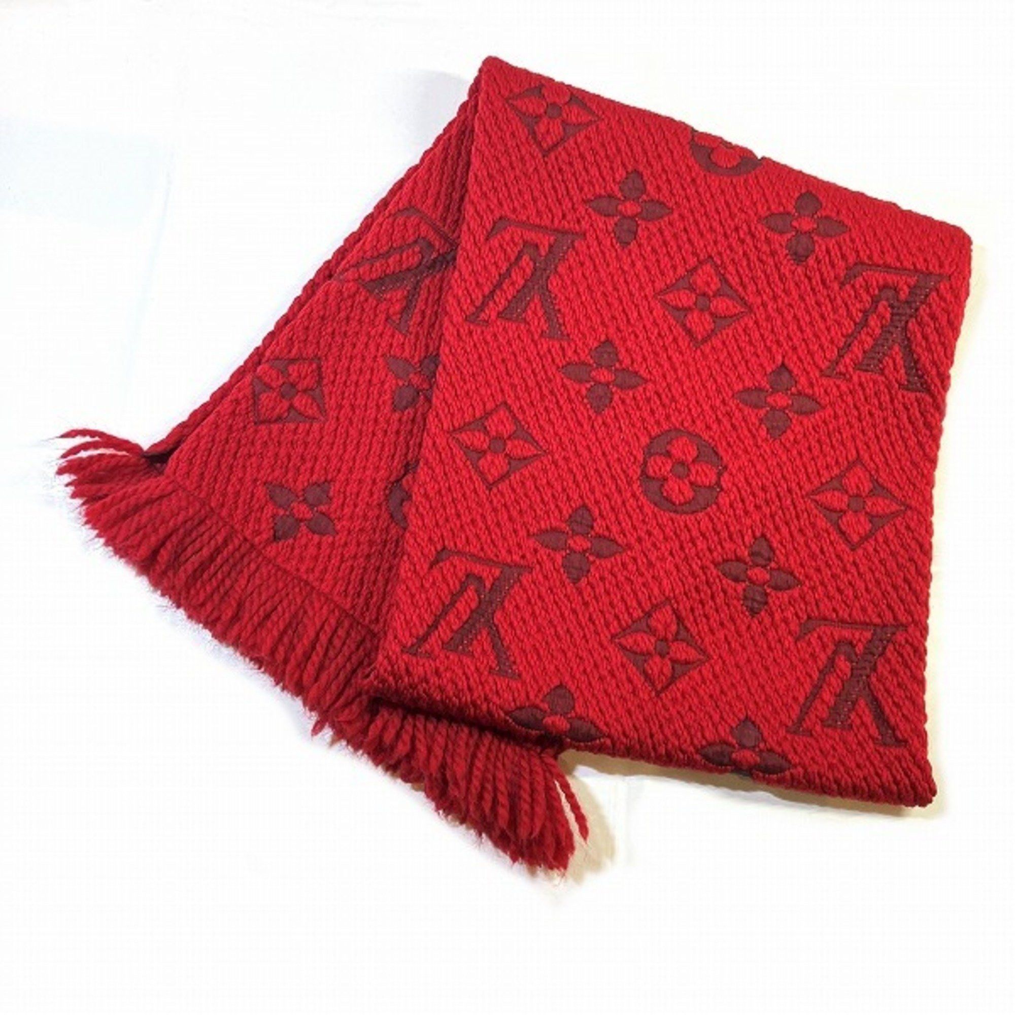 image of Louis Vuitton Monogram Escharp Logomania M72432 Brand Accessories Muffler Men's Women's in Red Colo