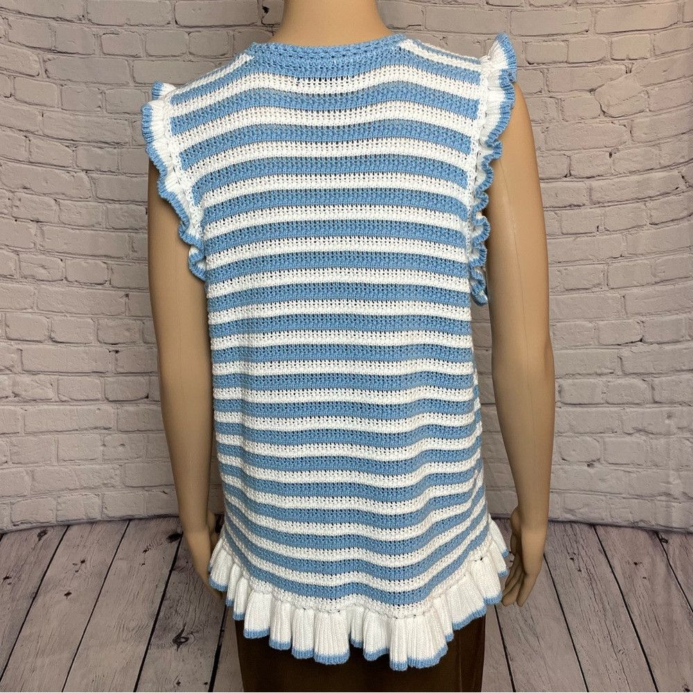 Other NWT New Design 365 Striped Blue White Cotton Knit Top Size Size M / US 6-8 / IT 42-44 - 4 Thumbnail