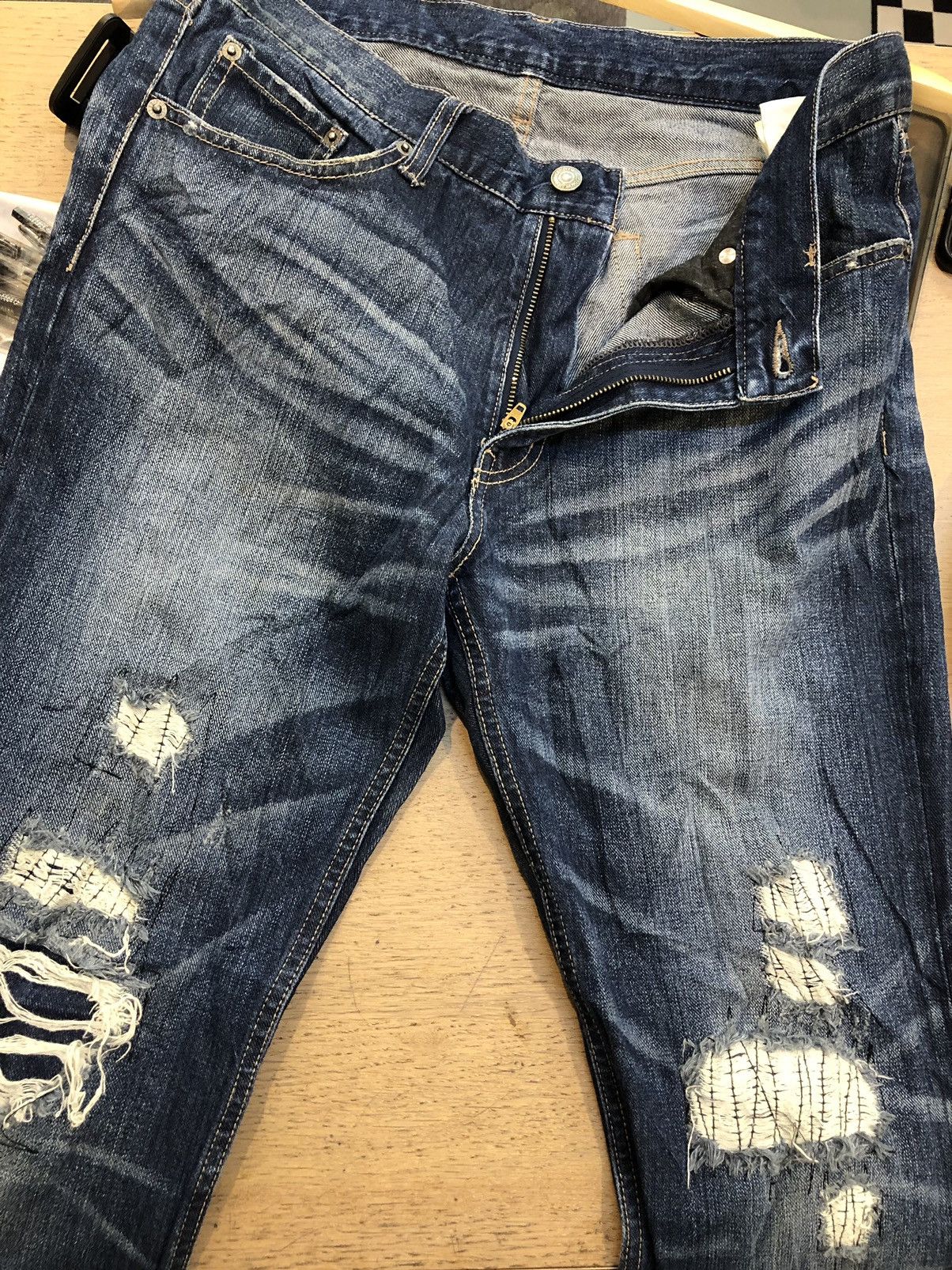 Japanese Brand PPFM distressed jeans Size US 32 / EU 48 - 8 Thumbnail