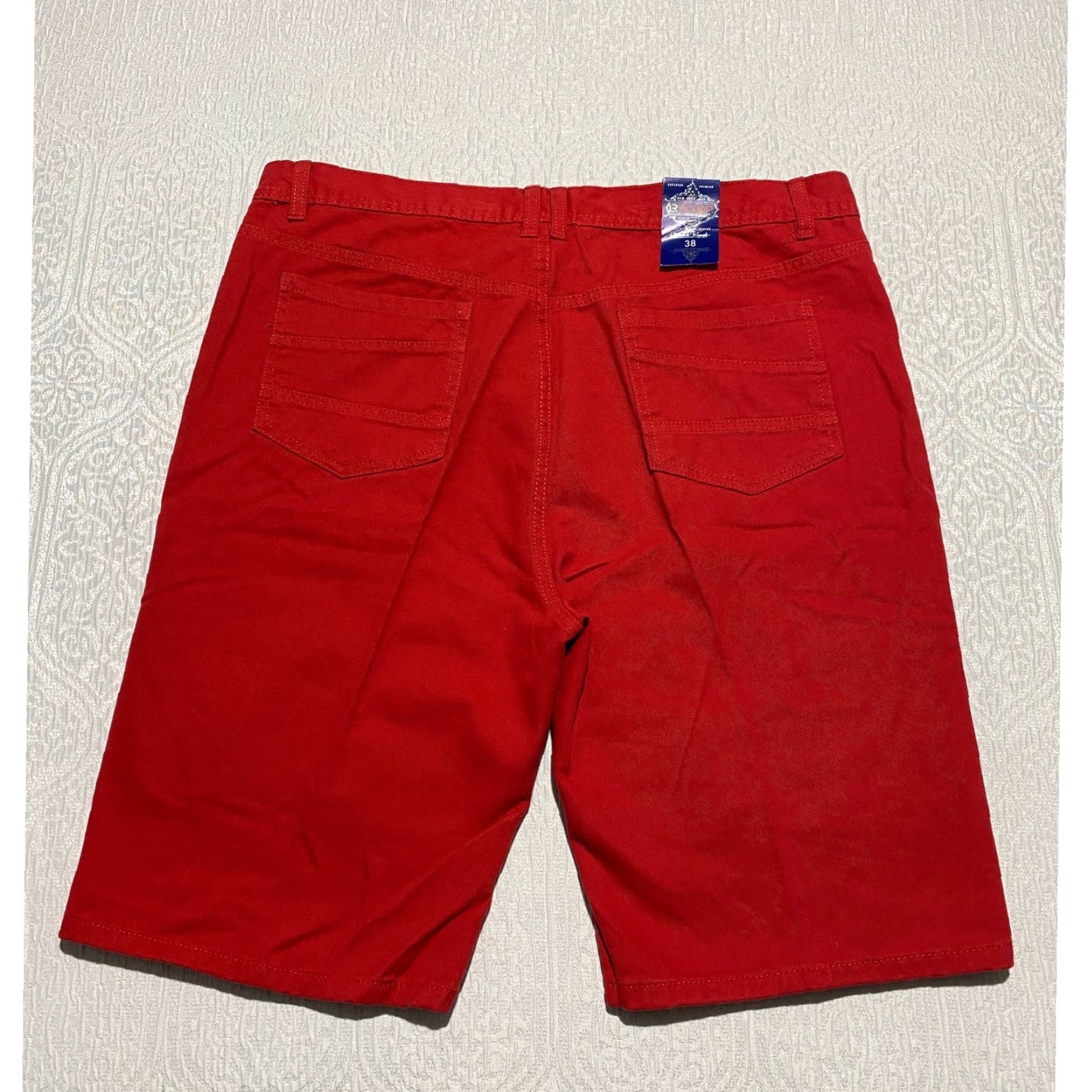 Denime LR Scoop Bermuda Shorts Men 38 Red Distressed Zipper Pockets 5-Pocket Denim Cotton Casual Shorters Size US 38 / EU 54 - 2 Thumbnail