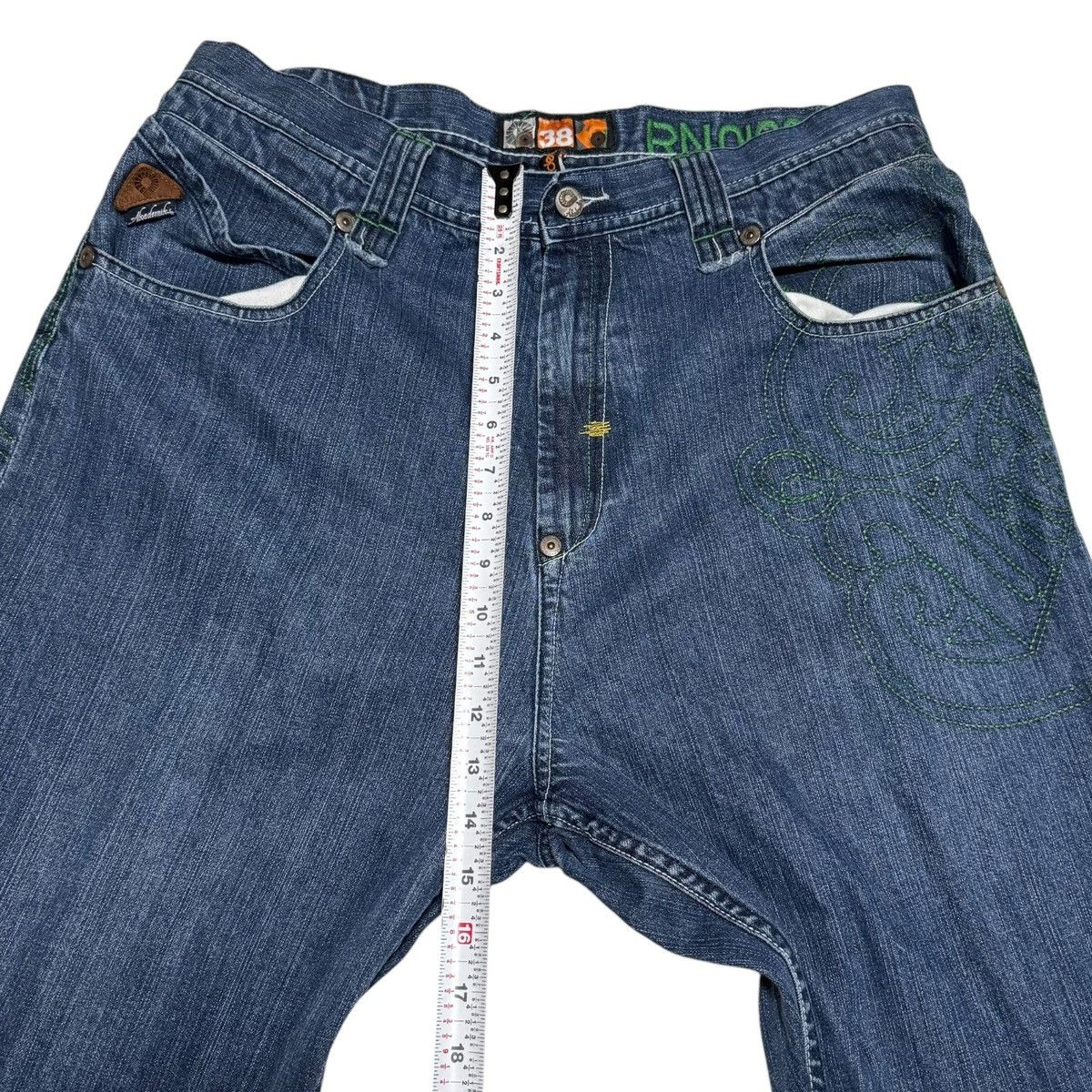 Akademiks Akademiks Baggy Green Embroidered Y2K Jeans Men’s 36x31.5 Size US 36 / EU 52 - 13 Thumbnail