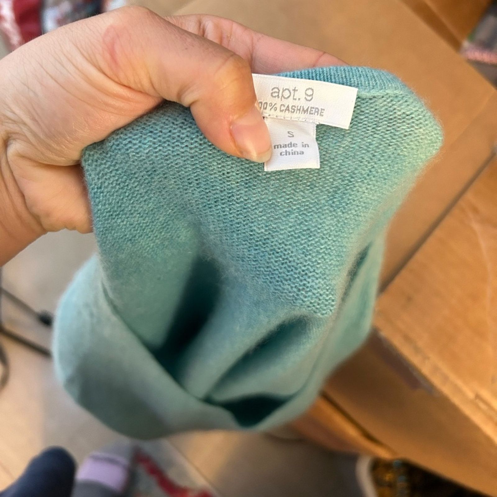 Apt. 9 Apt. 9 Teal V-Neck Cashmere Sweater Size S / US 4 / IT 40 - 3 Thumbnail