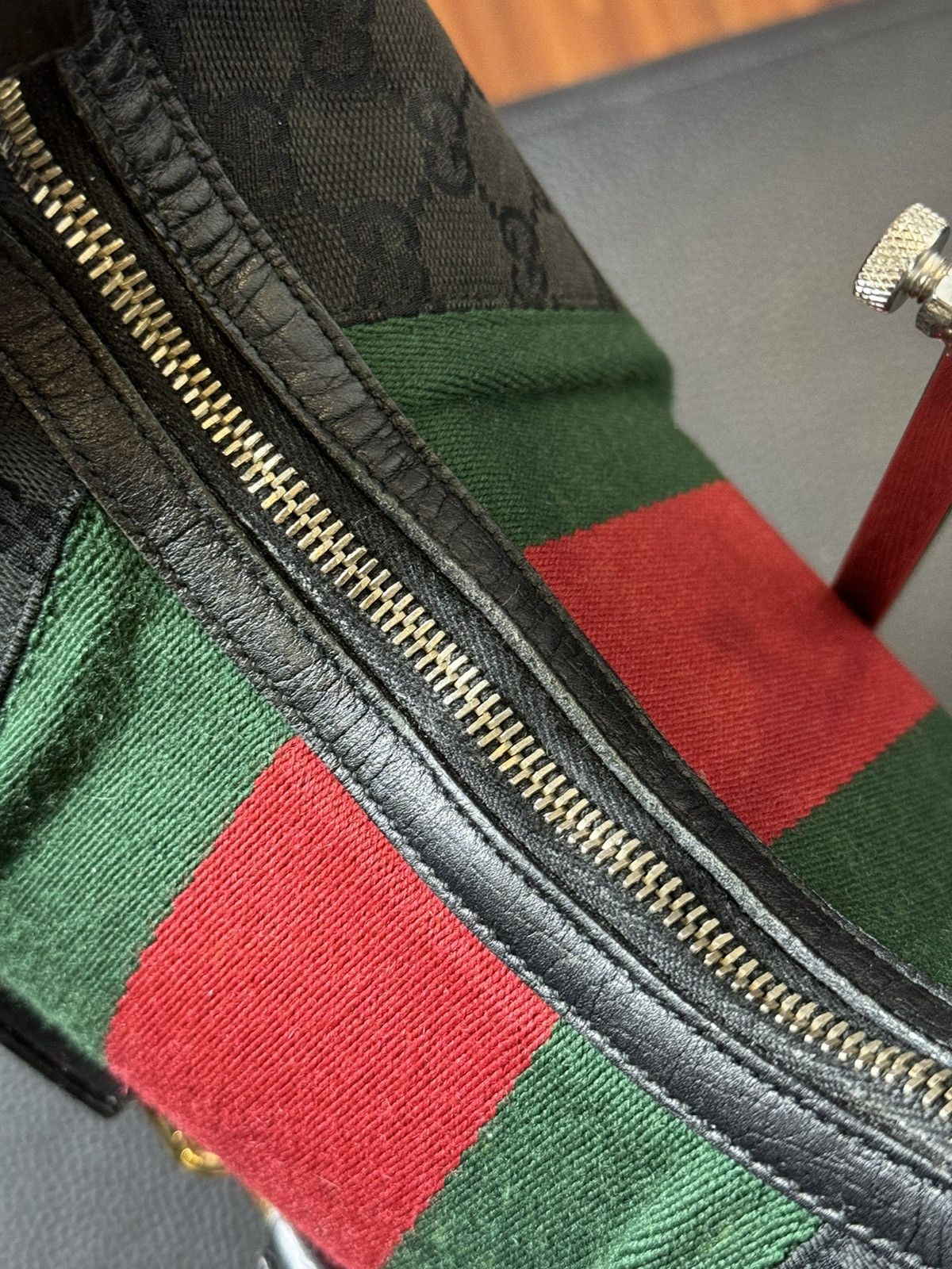 Gucci Gucci Black GG Canvas and Leather Horsebit Web Hobo Size ONE SIZE - 8 Thumbnail