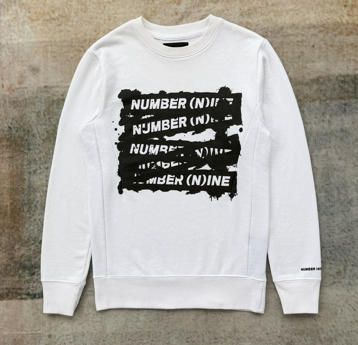 Number (N)ine NUMBER (N)INE Denim Spellout White Crewneck Size US S / EU 44-46 / 1 - 2 Thumbnail