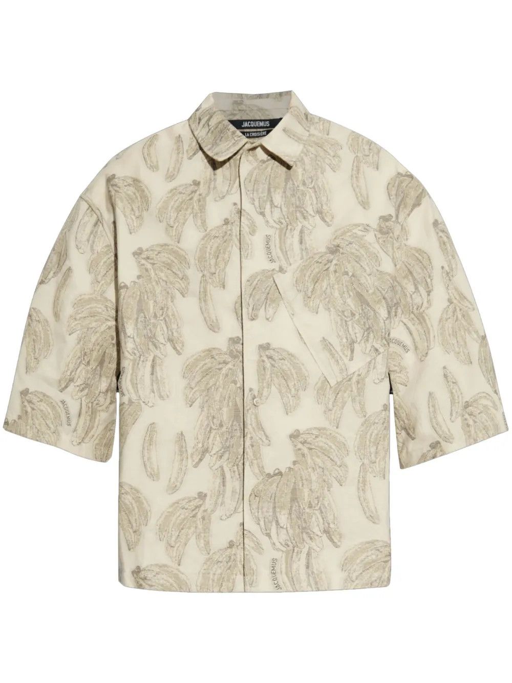 Jacquemus o1mle0326 Aloe Banana Jacquard Shirt in Ecru Size US L / EU 52-54 / 3 - 1 Thumbnail