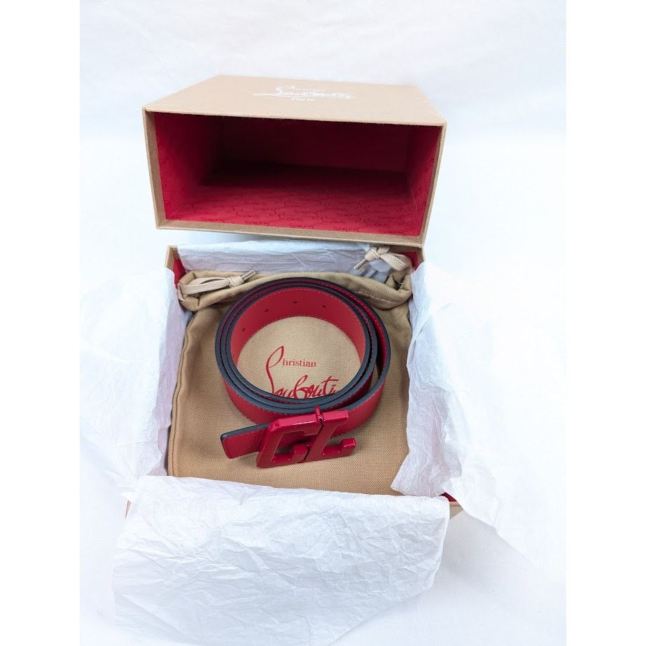 Christian Louboutin o1rshd1 Size: 90 / Calf Happy Rui CL Logo Belt in Loubi Size 34 - 21 Thumbnail