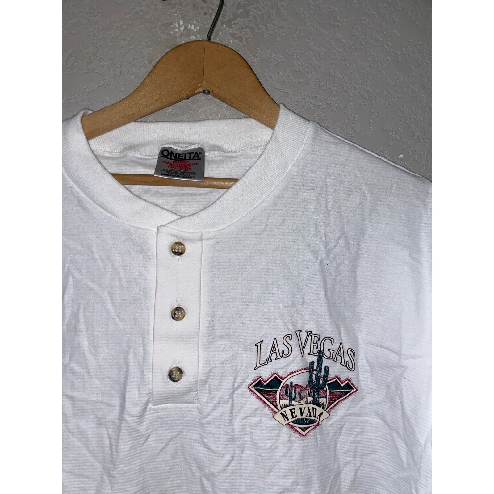 Vintage Vintage Las Vegas Nevada Button Henley Neck White L Shirt Size US L / EU 52-54 / 3 - 2 Thumbnail