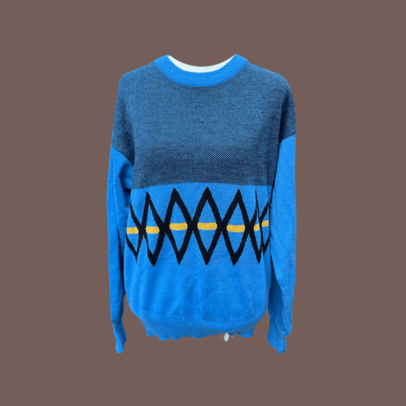 Vintage VTG Knit Sweater | Snuggler Blue Zigzag 70s Mod Retro Size US S / EU 44-46 / 1 - 1 Thumbnail
