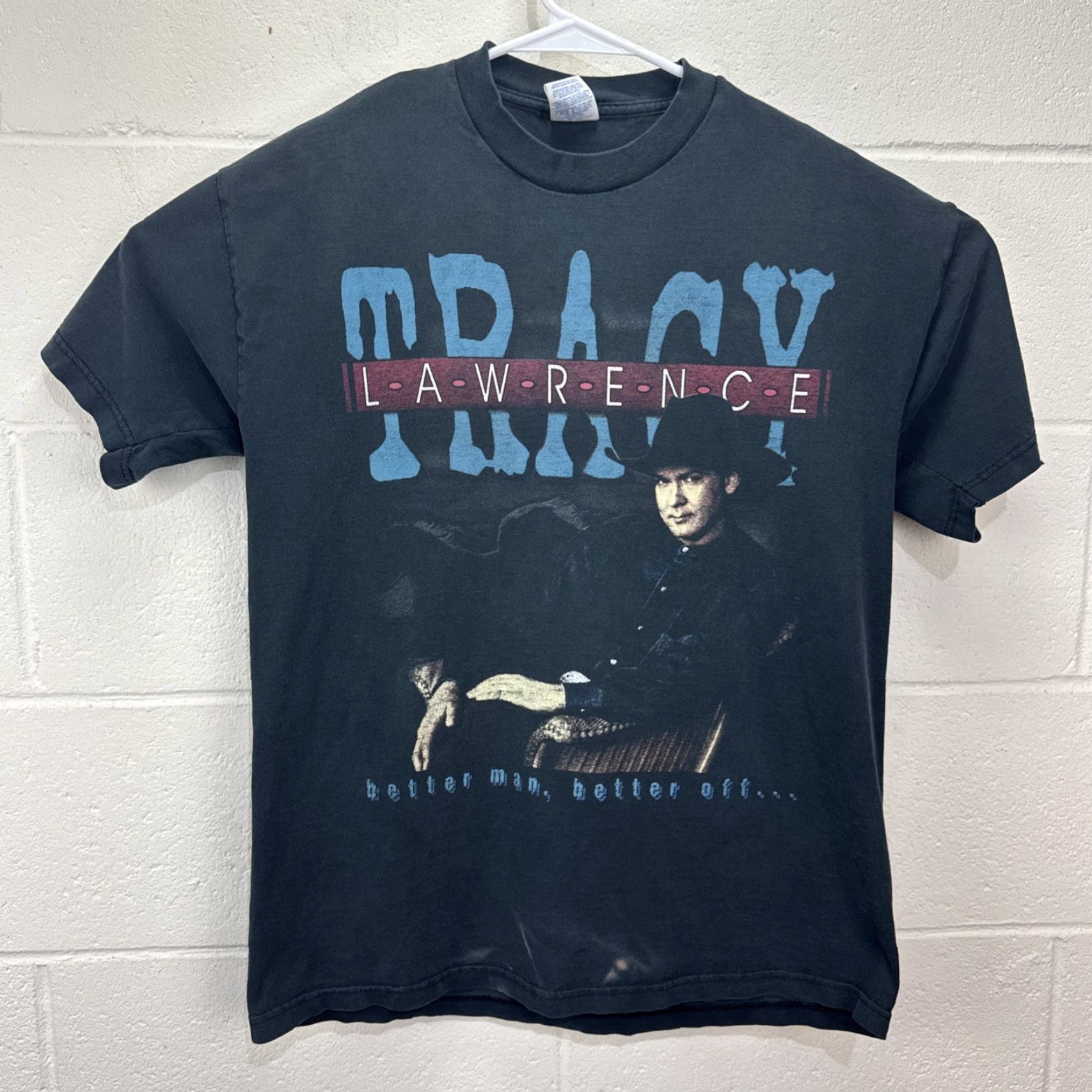 Jerzees VINTAGE 1997 Tracy Lawrence BETTER MAN BETTER OFF 90s Music T-Shirt Men Large Black Size US L / EU 52-54 / 3 - 2 Thumbnail