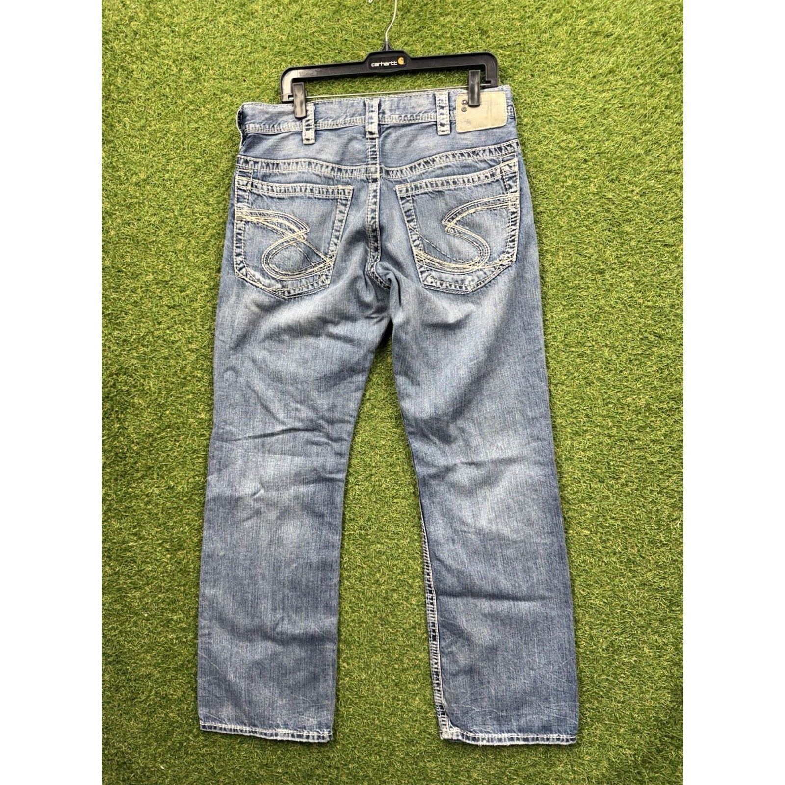 Silver Jeans Co. Silver Jeans Gordie Straight Jeans 33x34 Mens 33 Buckle 90s Grunge Rock Medium Blue Denim Casual Clothing Jeans Size US 33 - 2 Thumbnail