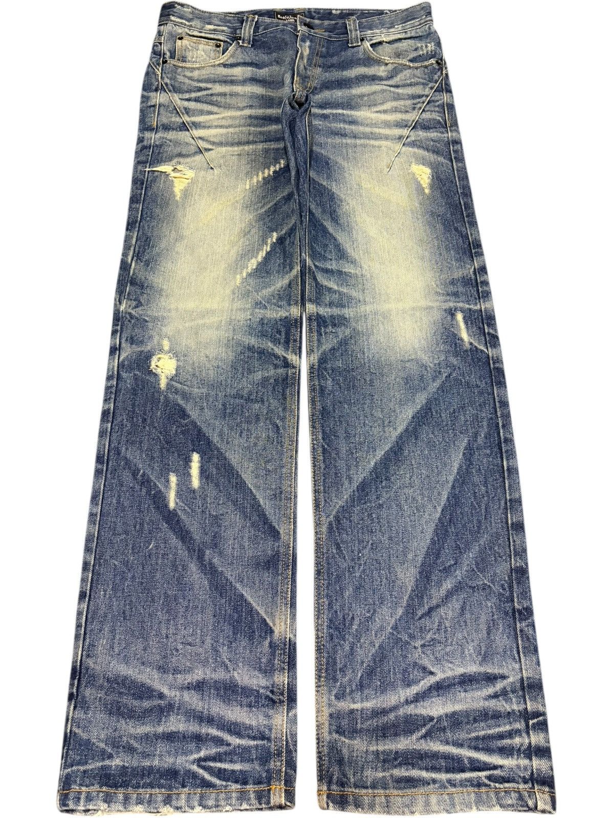 Number (N)ine Vintage Black Revolution Mud Wash Distress Loose Jeans Size US 35 - 1 Thumbnail