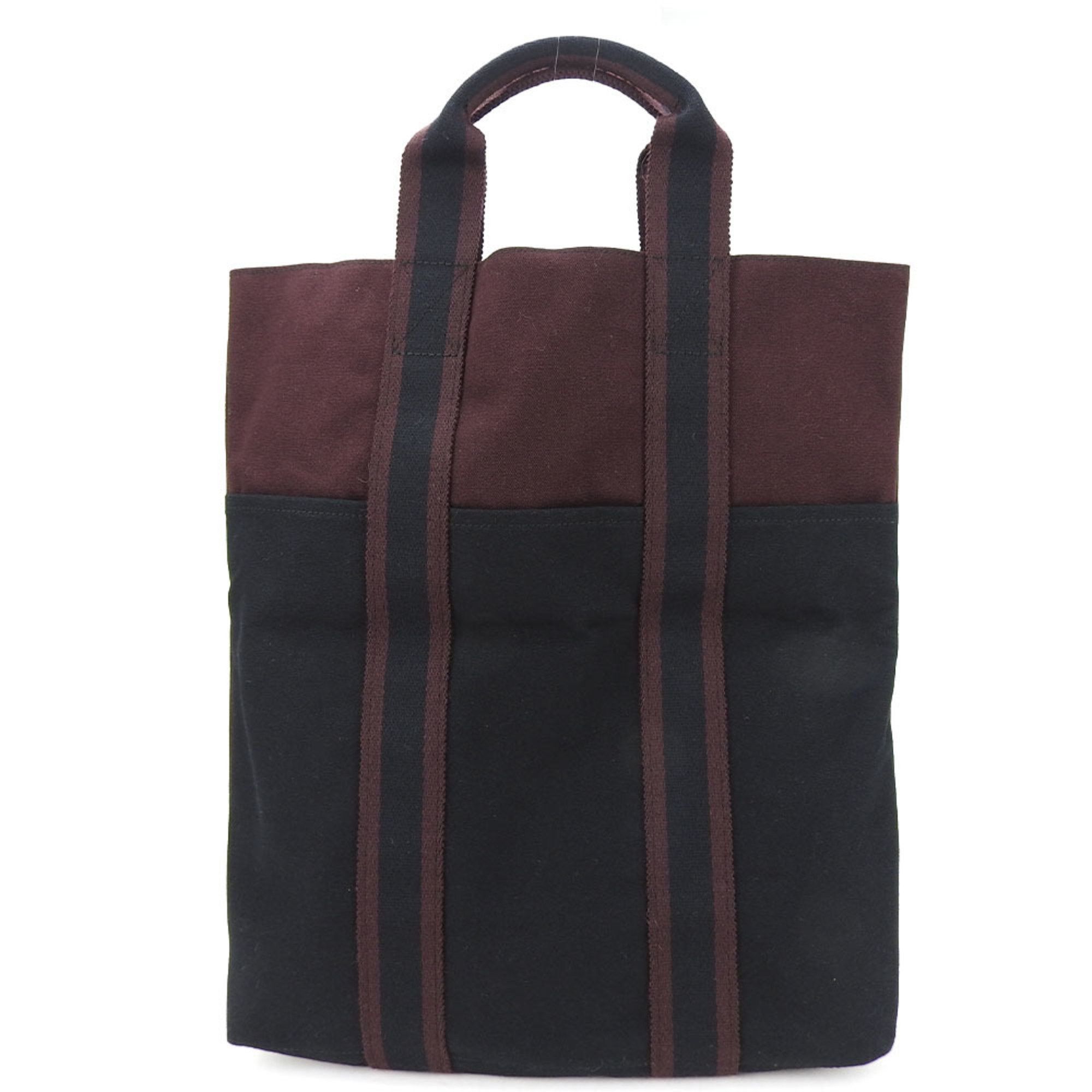 image of Hermes Handbag Cabas Four Tou Canvas Black Bordeaux Women's Men's Hermes