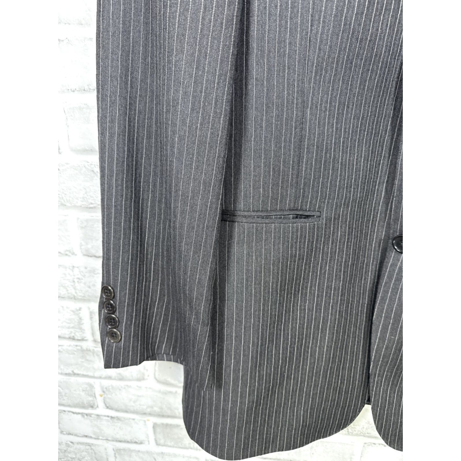 Loro Piana VINTAGE Daniel Cremieux Loro Piana Wool Suit Jacket 38R Gray Pinstripe Size 38R - 4 Thumbnail