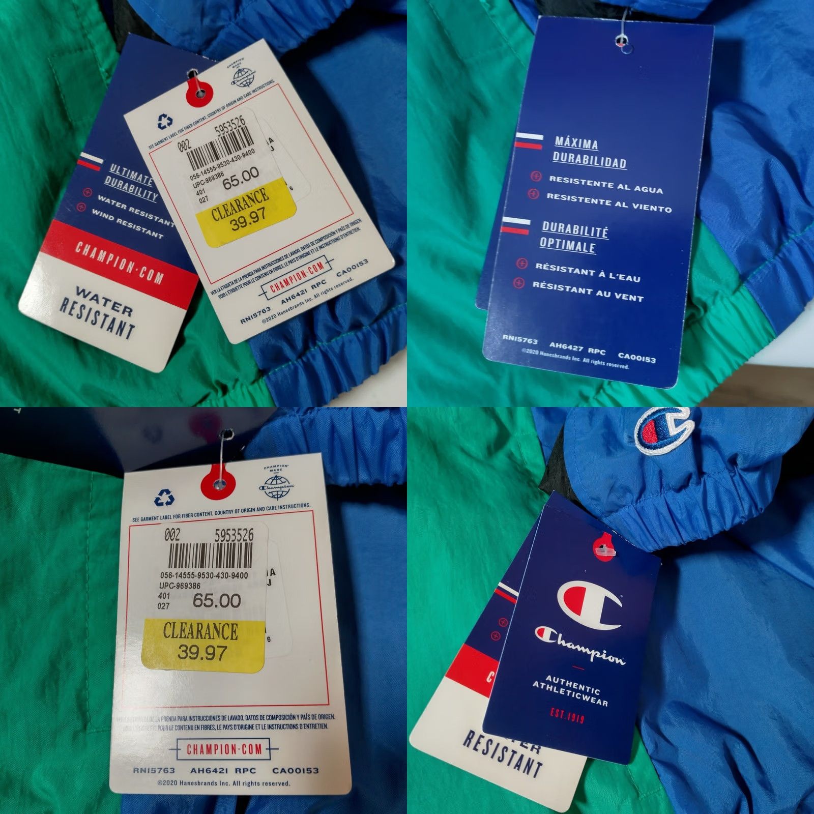 Champion Champion Windbreaker Jacket Men Medium Blue Black Colorblock Retro Full Zip New Size US M / EU 48-50 / 2 - 11 Thumbnail