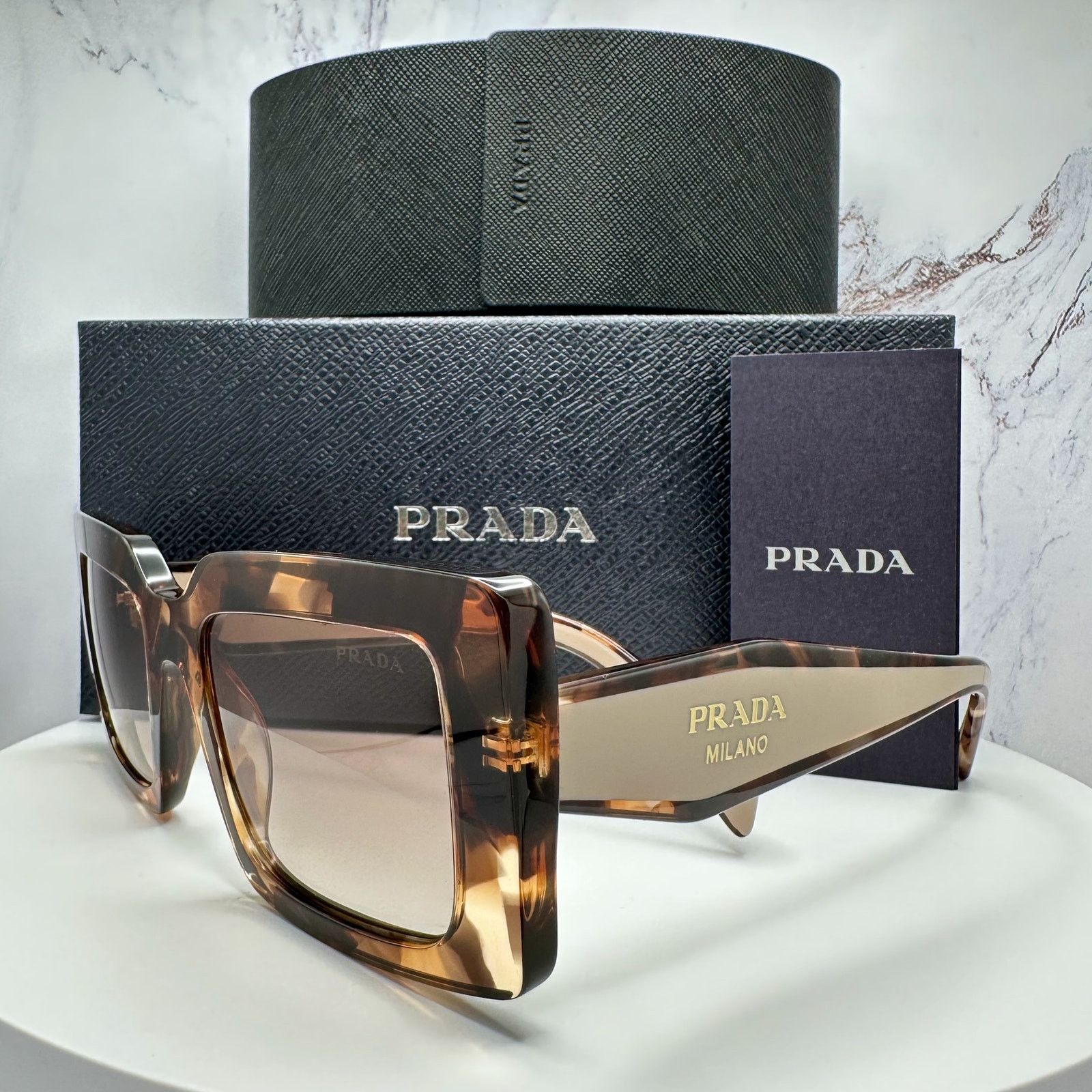 Prada New PRADA Sunglasses Brown Beige Caramel Gold Symbole Size ONE SIZE - 3 Thumbnail