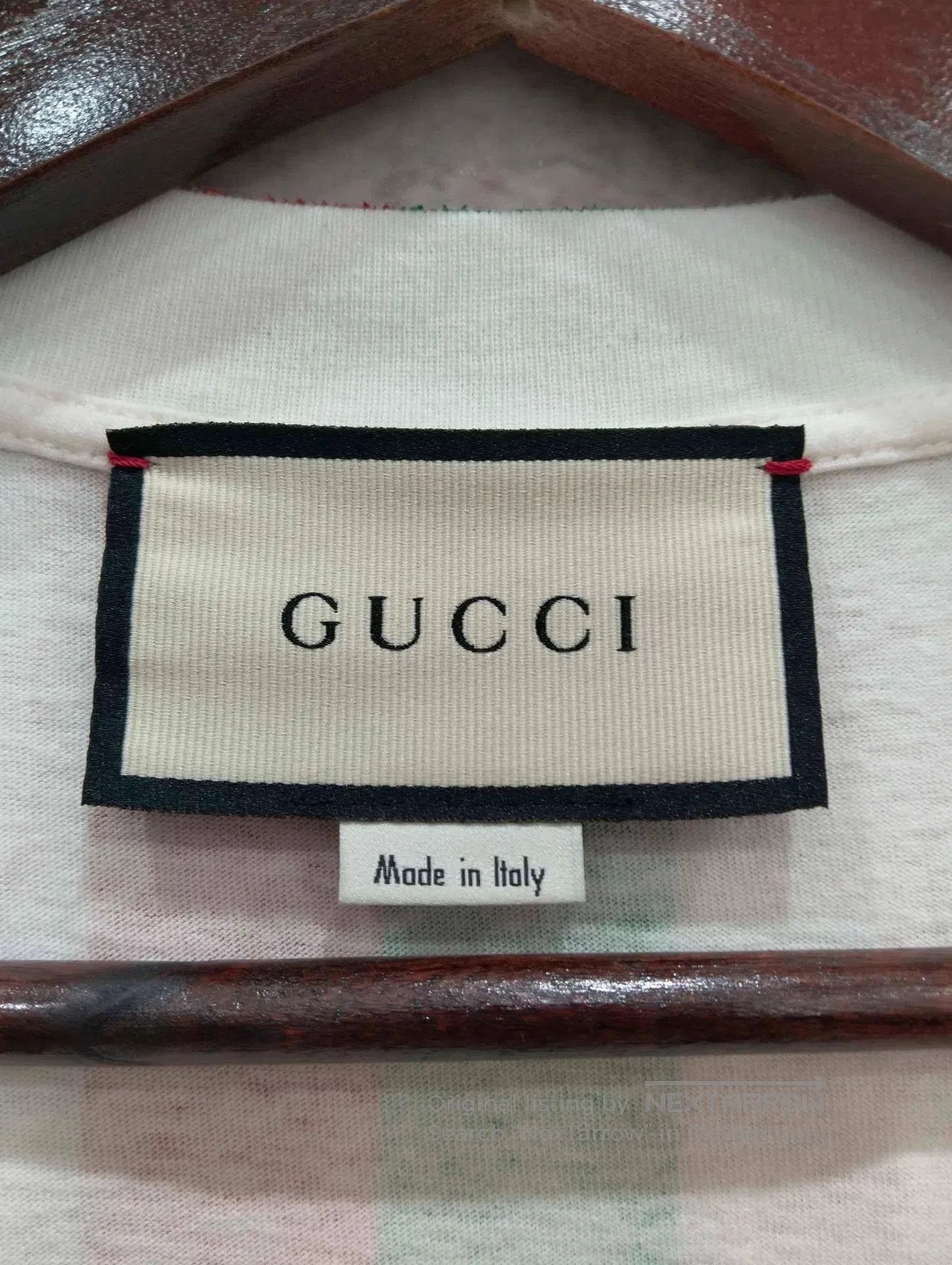 Gucci White Short Sleeve Shirt with Yellow 'FAKE' and Stripes. Size US XL / EU 56 / 4 - 4 Thumbnail