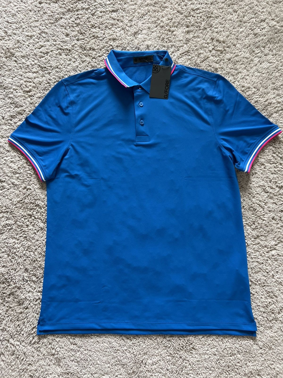 G/FORE G/FORE Racer Blue Pink Dual Line Short Sleeve Golf Polo Size US XL / EU 56 / 4 - 2 Thumbnail