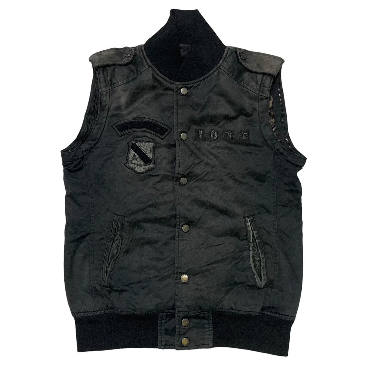 If Six Was Nine 2000s ROEN LEATHER 2 WAY JACKET EMBROIDERED LOGO DISTRESSED Size US S / EU 44-46 / 1 - 4 Thumbnail